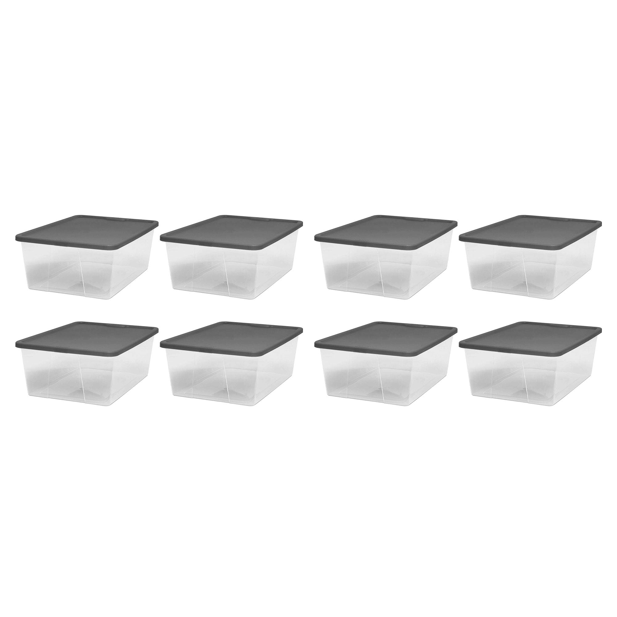 Homz 12 Qt Stackable Plastic Storage Container with Snaplock Lid, Gray (8 Pack) - VMInnovations