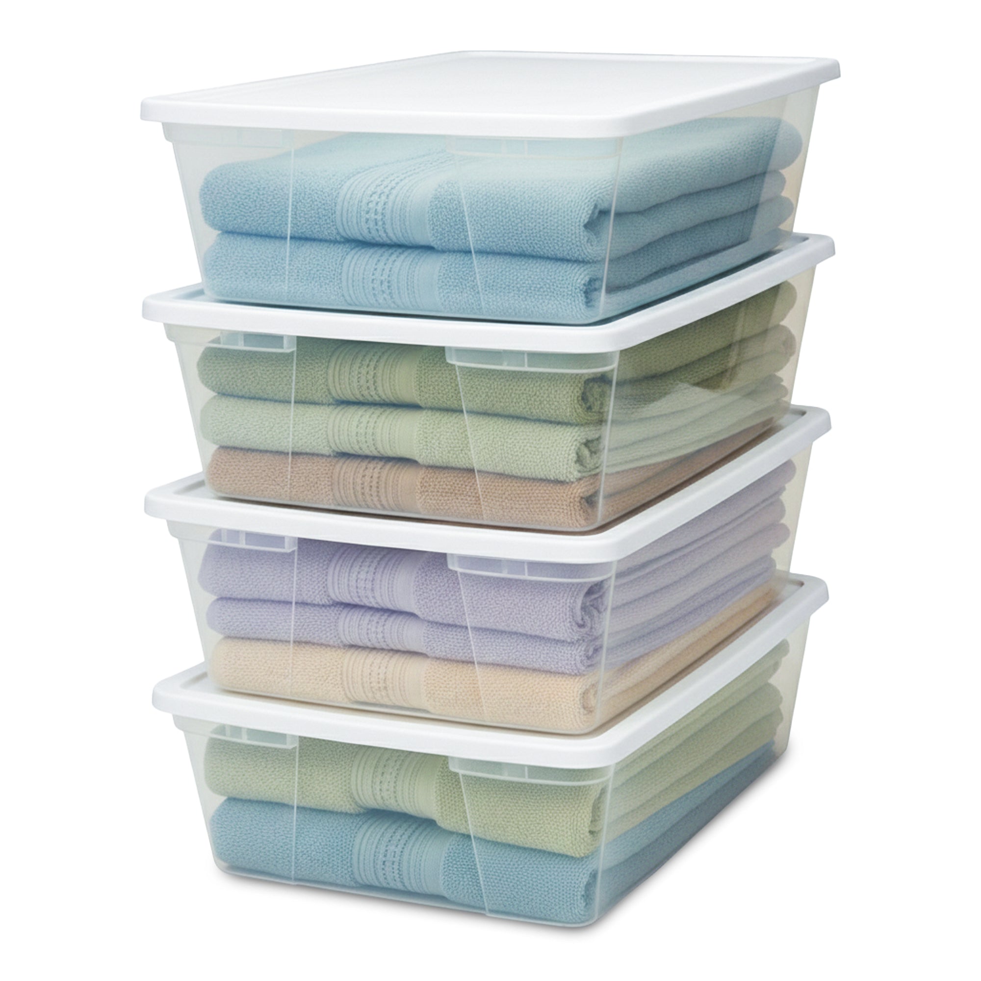 Homz Snaplock 41 Qt Stackable Plastic Storage Container w/Latching Lid (4 Pack) - VMInnovations