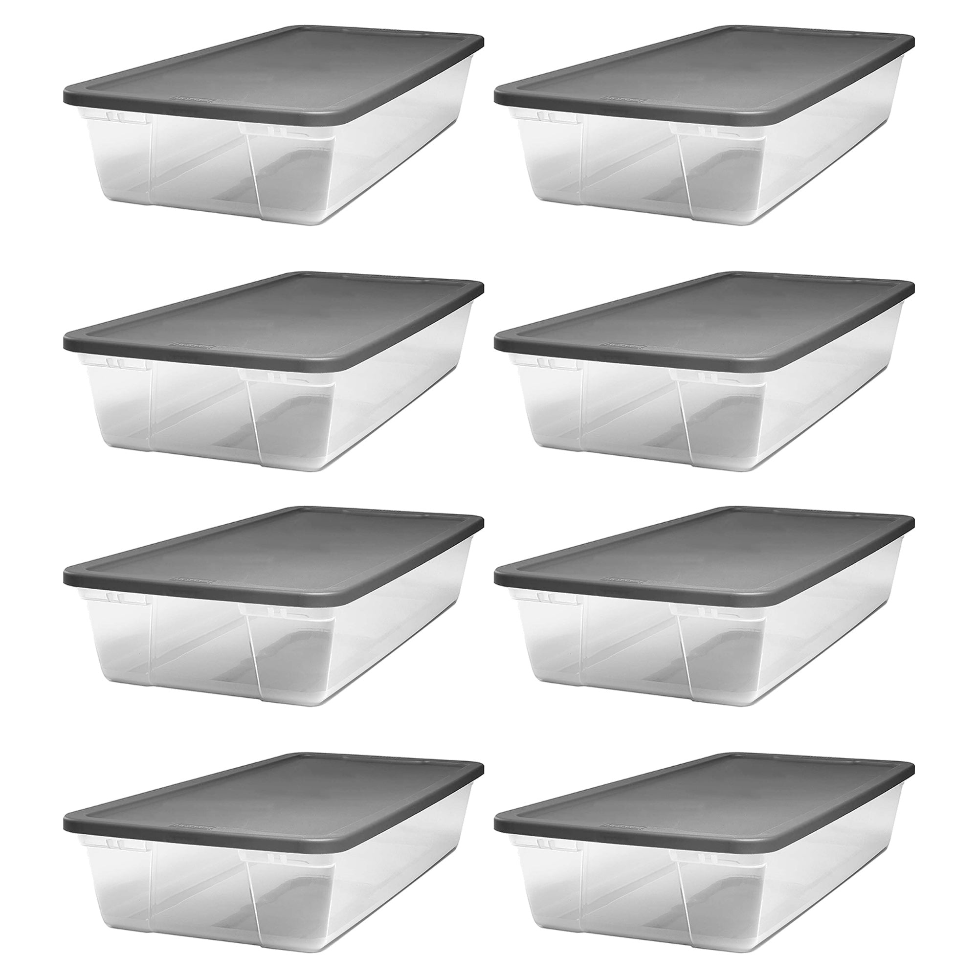 Homz 41 Quart Stackable Plastic Storage Containers with Latching Lid (8 Pack)