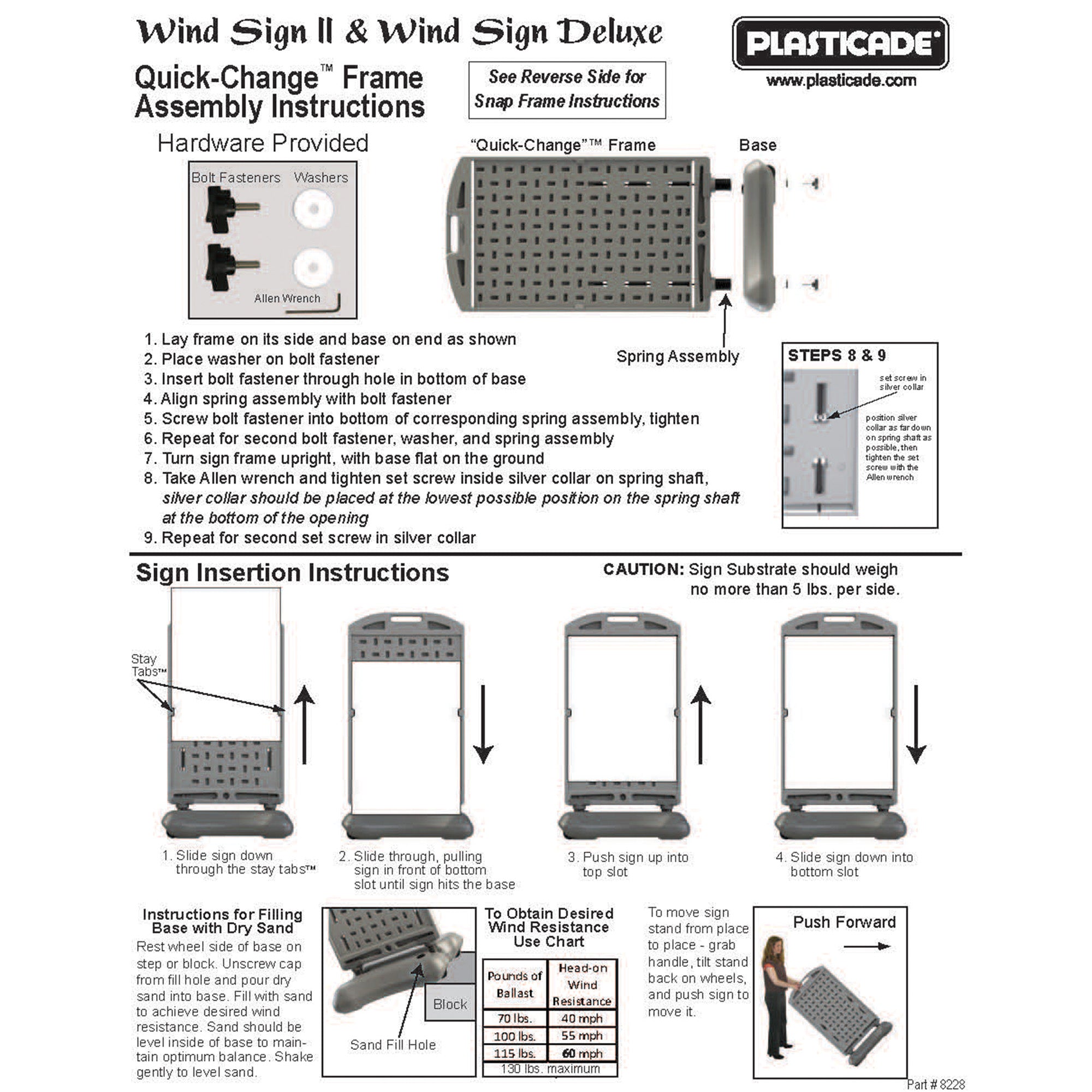 Plasticade Wind Sign 2 Quick Change Frame 24" x 36" Poster Display Stand, Gray