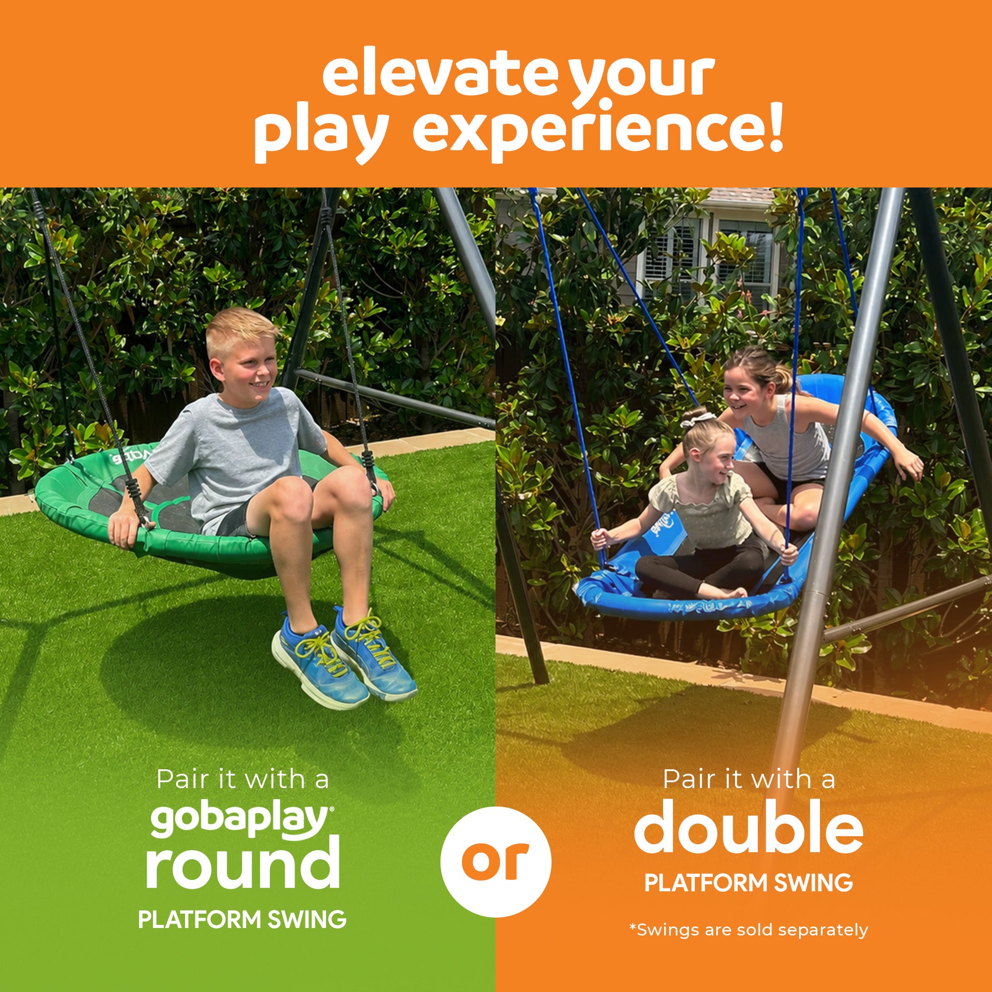 gobaplay Outdoor Frame Playground Equipment w/ 8' Extension & 39" Swing w/ Tent