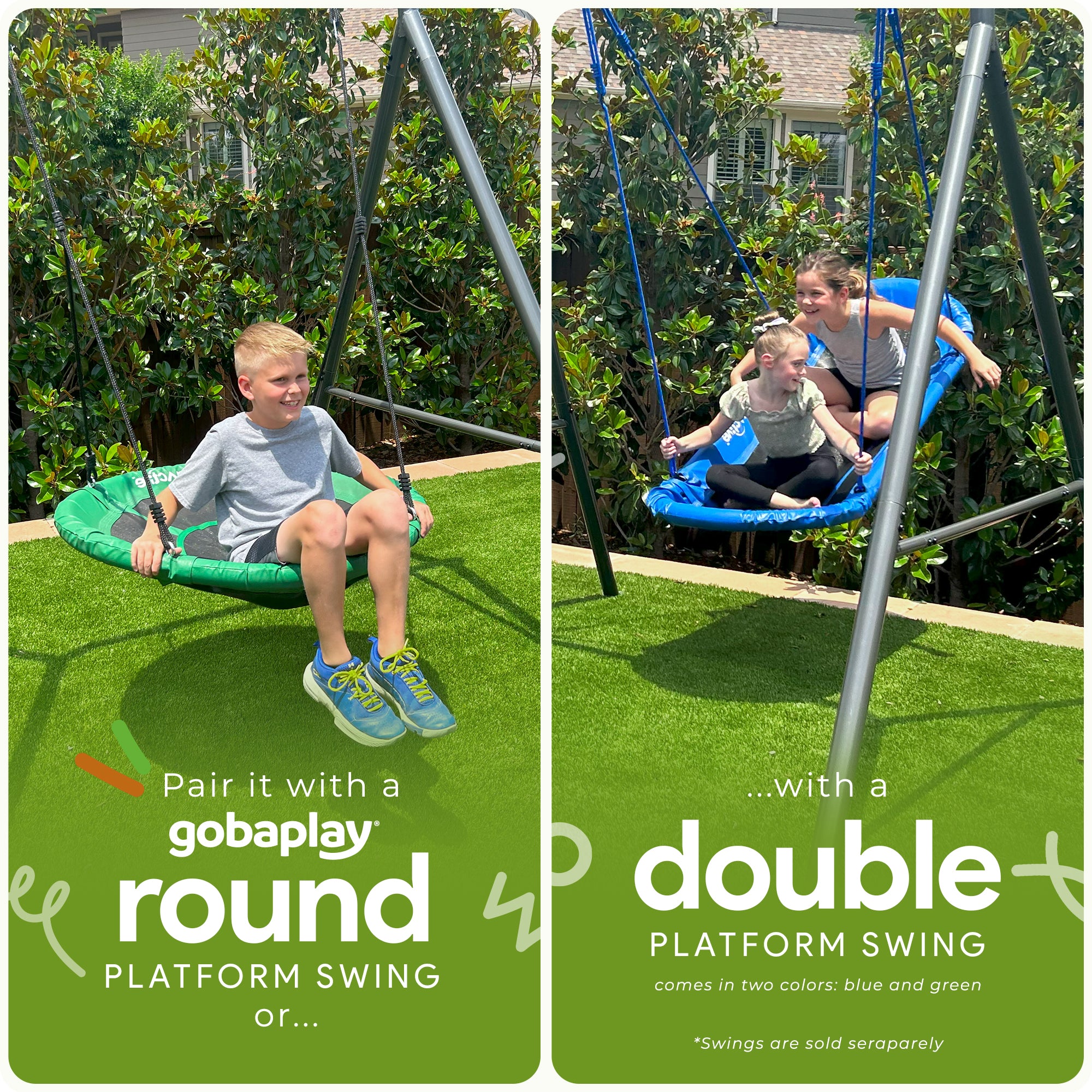 gobaplay Single Swing Set w/Support Bars for Tree Swing, Frame Only (Used) - VMInnovations