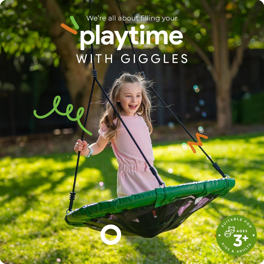 gobaplay FlyMax Saucer Tree Swing, 40" Round Outdoor Platform Saucer Seat, Green