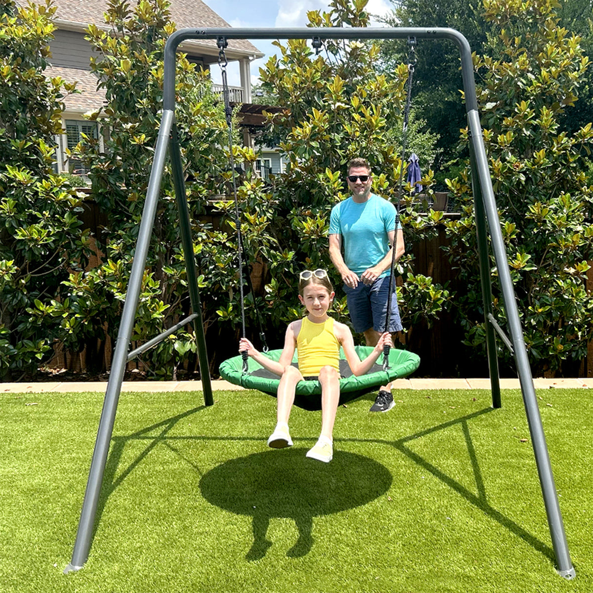 gobaplay FlyMax Saucer Tree Swing, 40" Round Outdoor Platform Saucer Seat, Green
