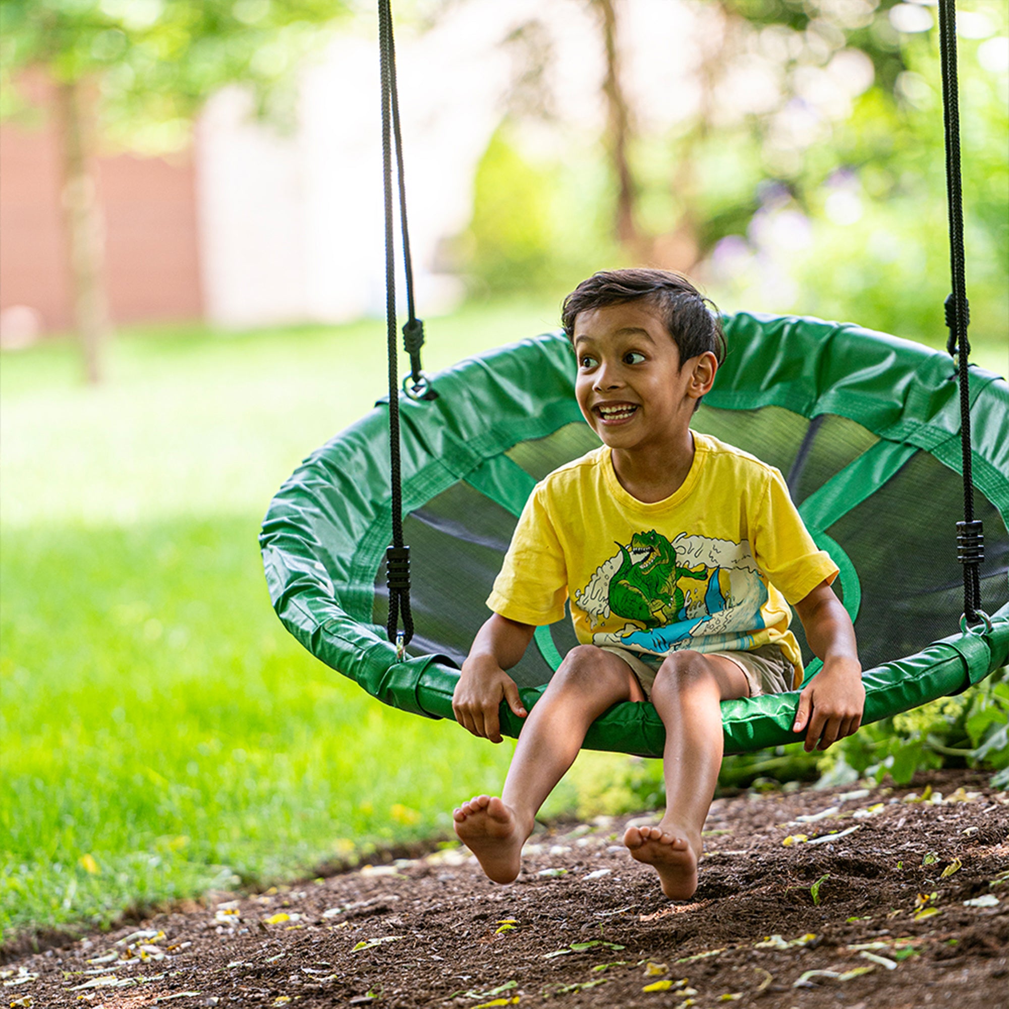 gobaplay FlyMax Saucer Tree Swing, 40" Round Outdoor Platform Saucer Seat, Green - VMInnovations