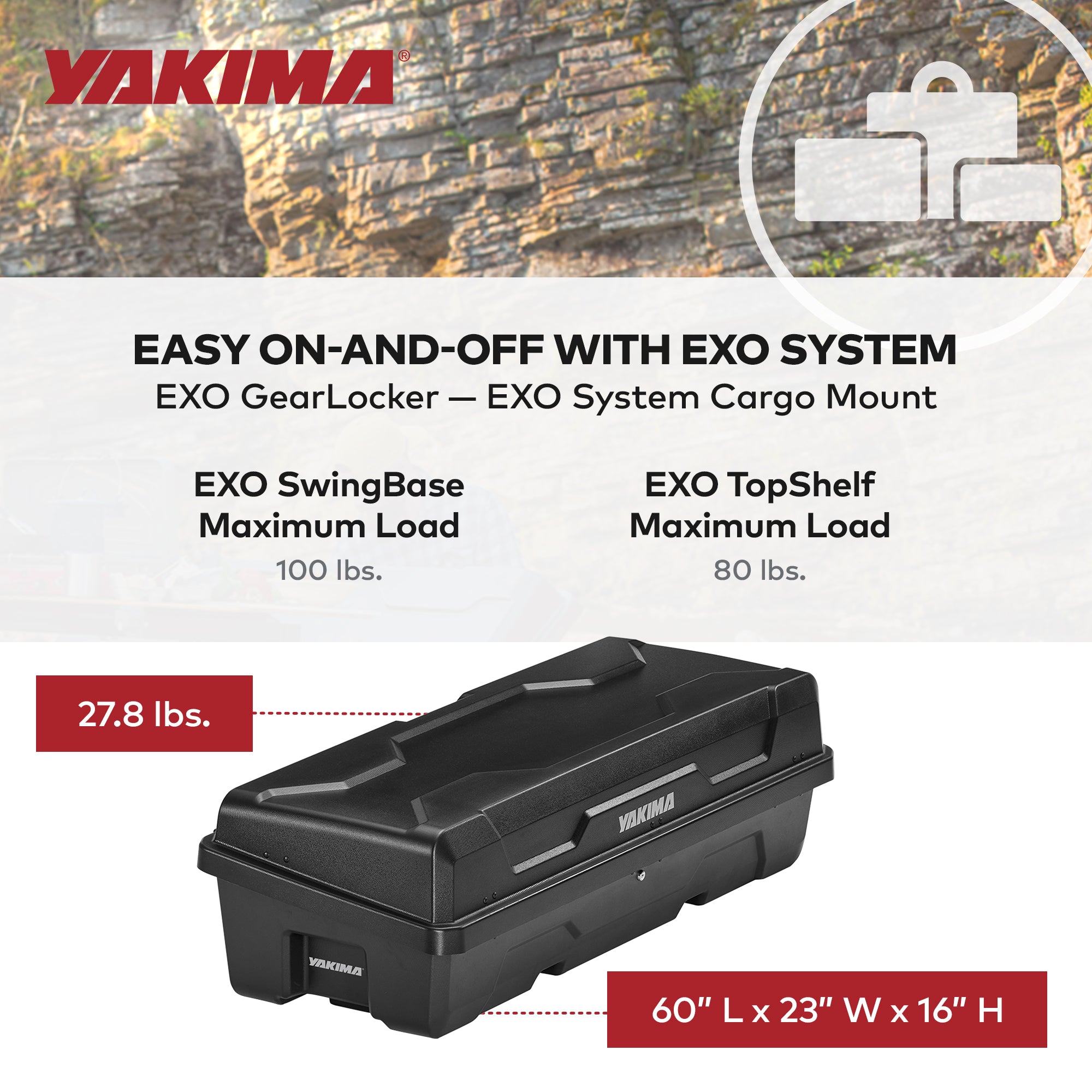 Yakima EXO 10 Cubic Ft GearLocker Vehicle Rooftop Cargo Mount Box, Black (Used) - VMInnovations