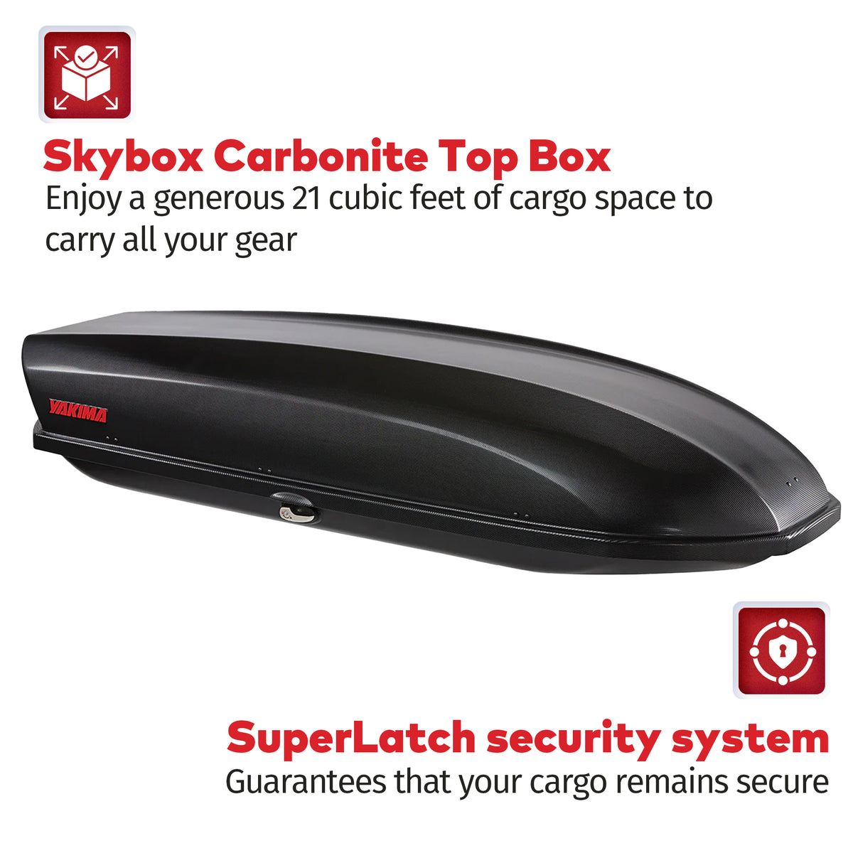 Yakima SkyBox Carbonite 21 Rooftop Box, Fits StreamLine Crossbar, Black(Damaged)