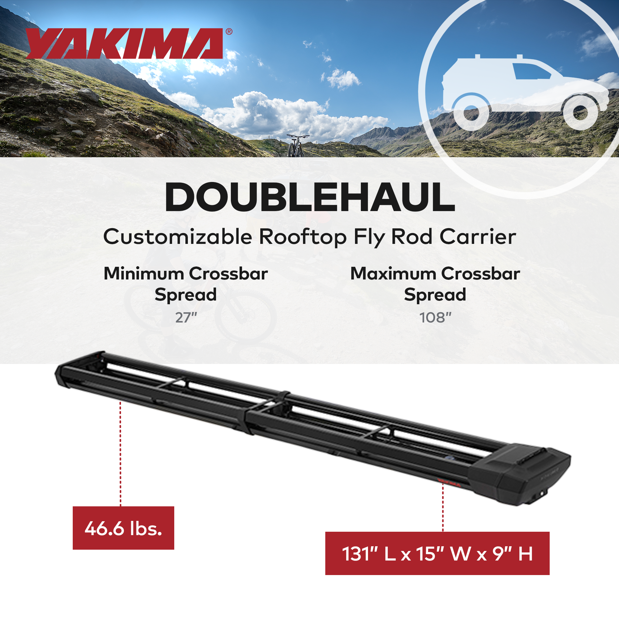 DoubleHaul Customizable Rooftop Fly Rod Carrier w/ Single Key System (Open Box) - VMInnovations