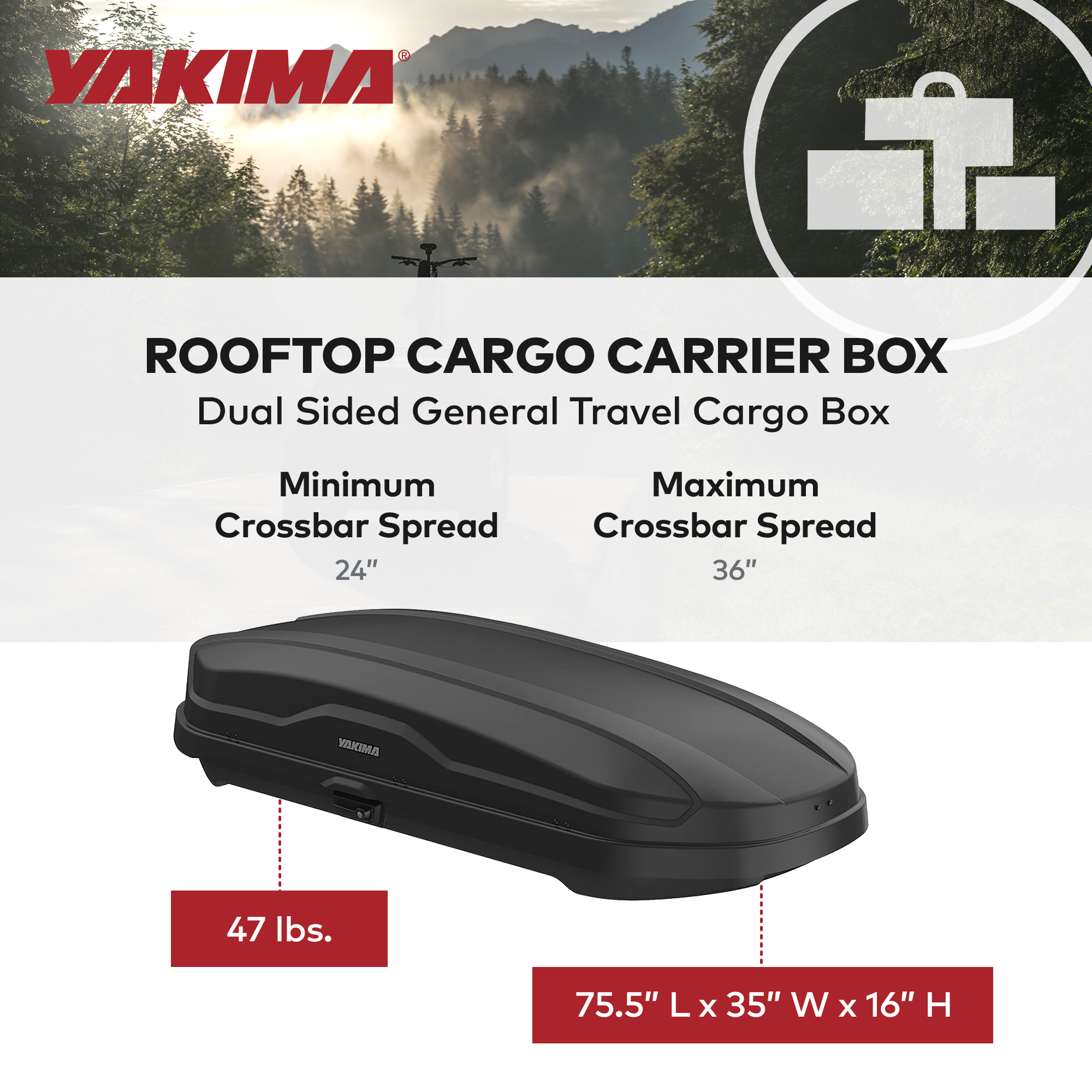 Yakima NX 16 Vehicle Rooftop Cargo Carrier Box, Fits StreamLine (For Parts) - VMInnovations