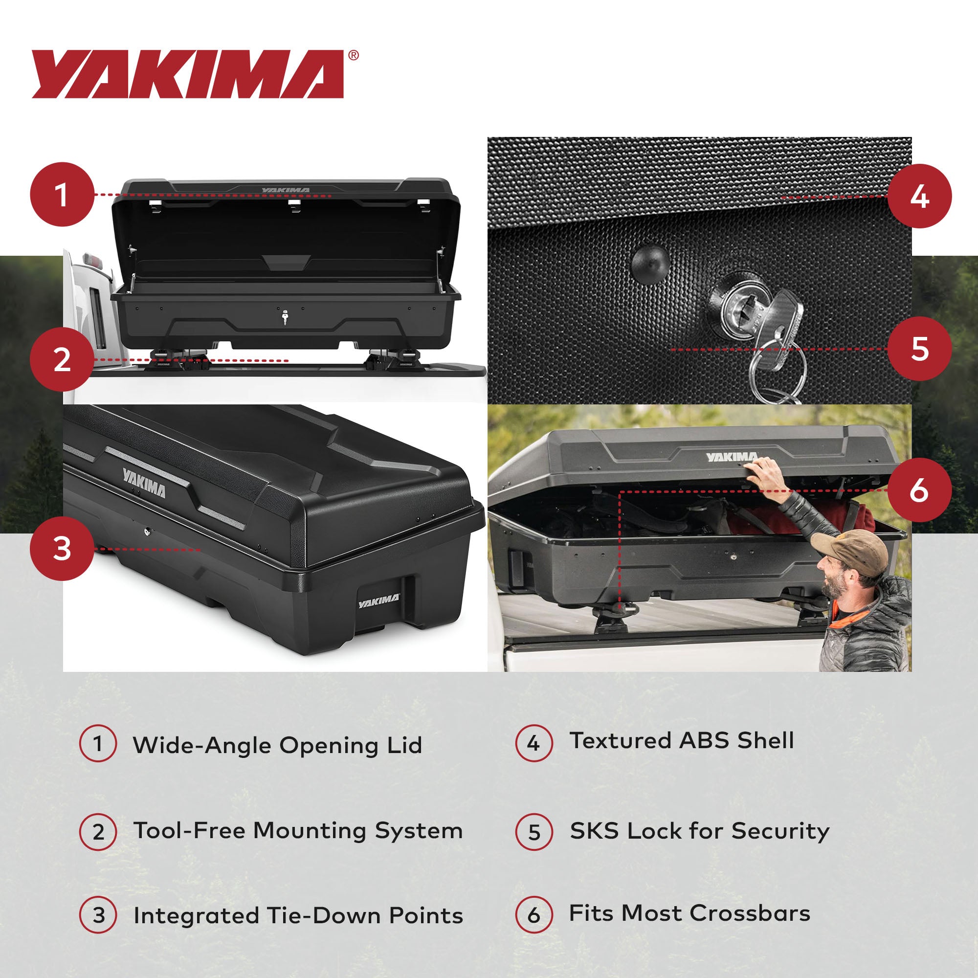 Yakima 10, 10 cu ft Vehicle Cargo Box with Universal Mounting Hardware(Open Box)
