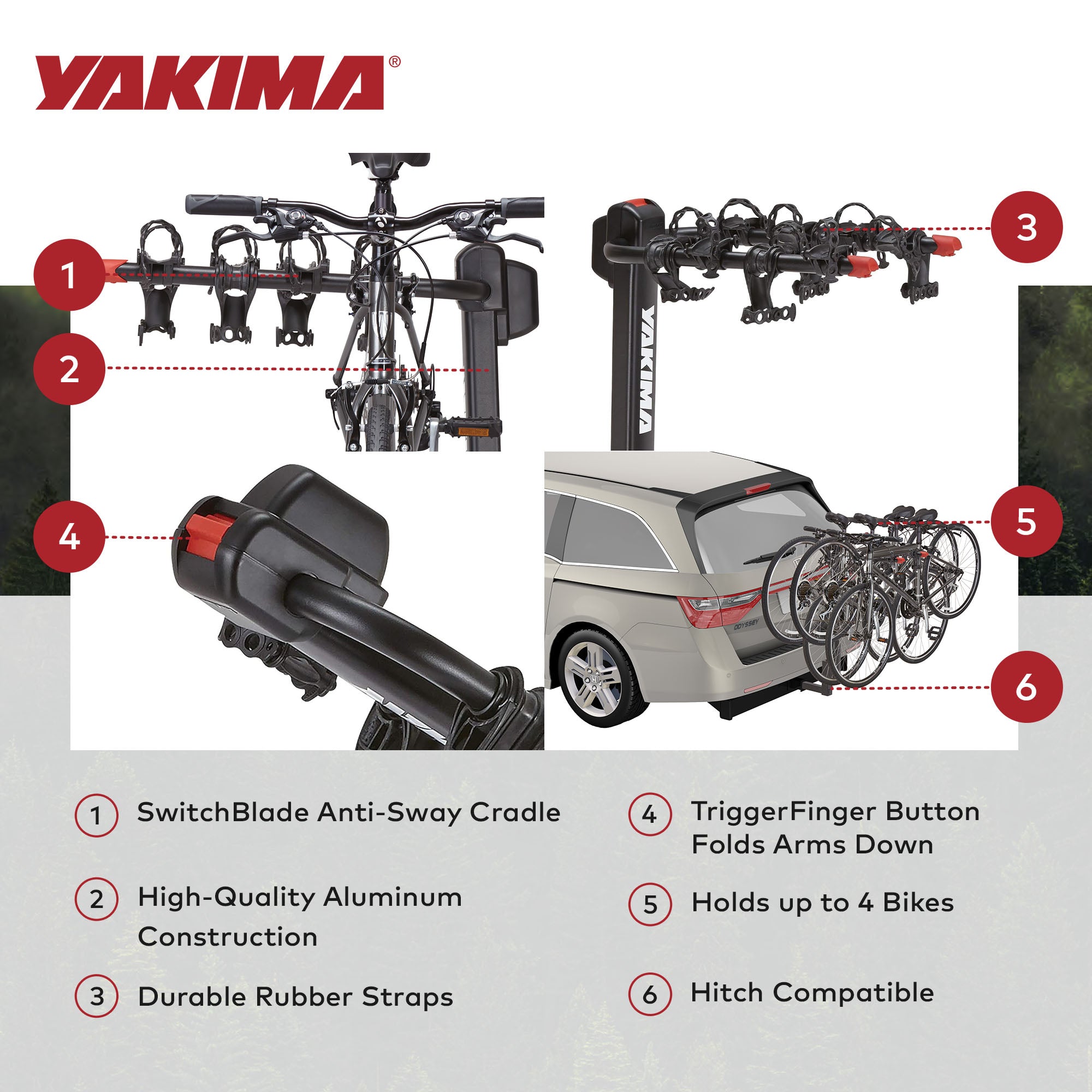 Yakima DoubleDown 4 Tilting Hitch-Mounted Bike Rack Cars/SUVs/Trucks(Open Box)