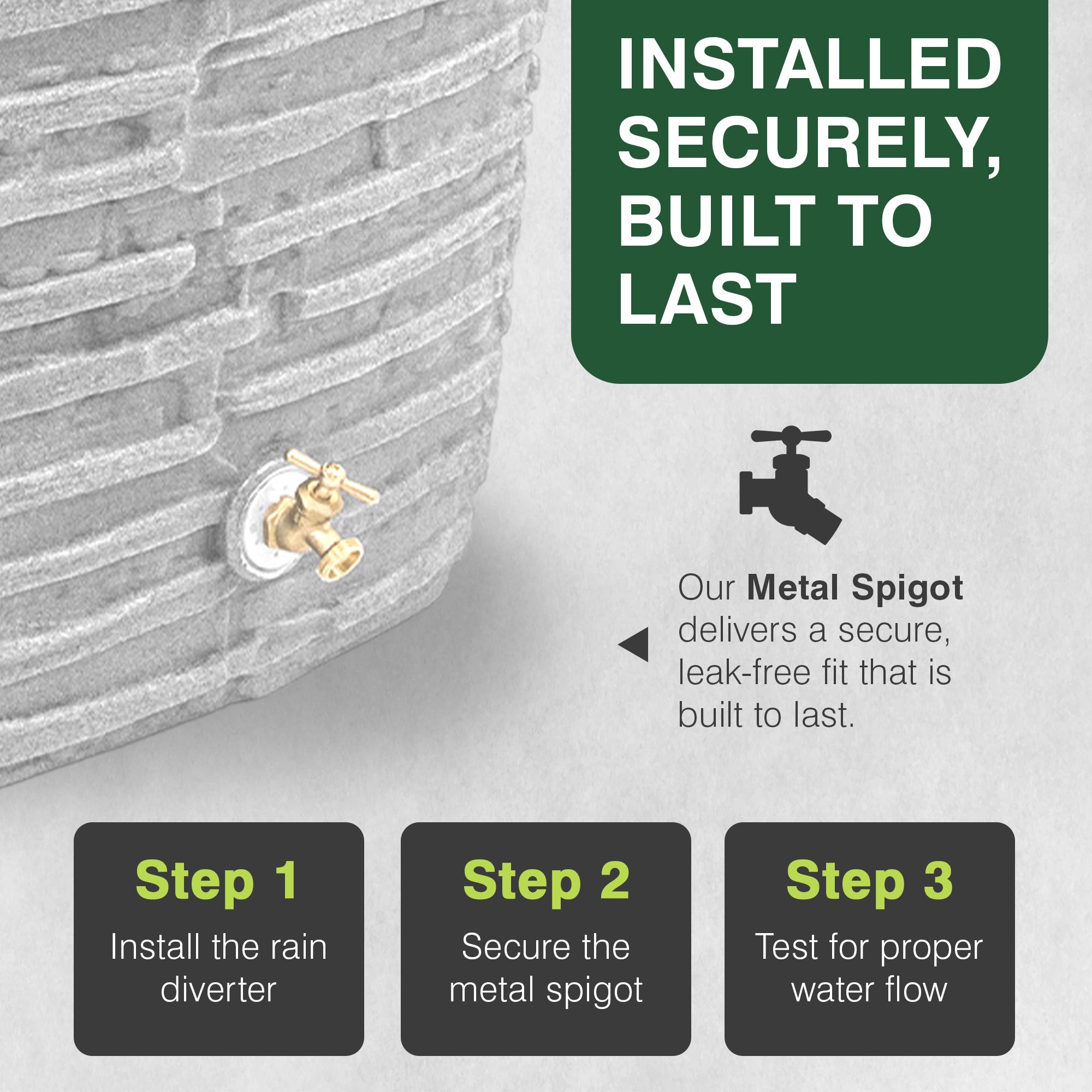 Good Ideas Impressions 50 Gal Rain Saver w/Spigots, Light Granite (Open Box) - VMInnovations