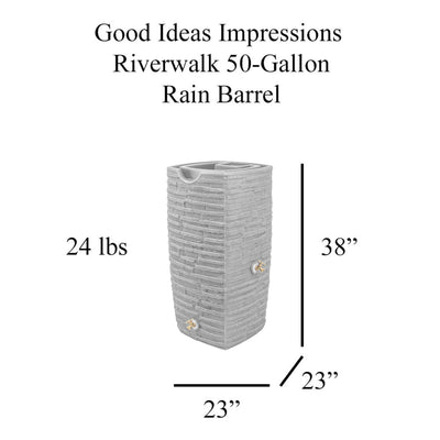 Good Ideas Impressions Riverwalk 50 Gal Rain Saver with Spigots, Light Granite