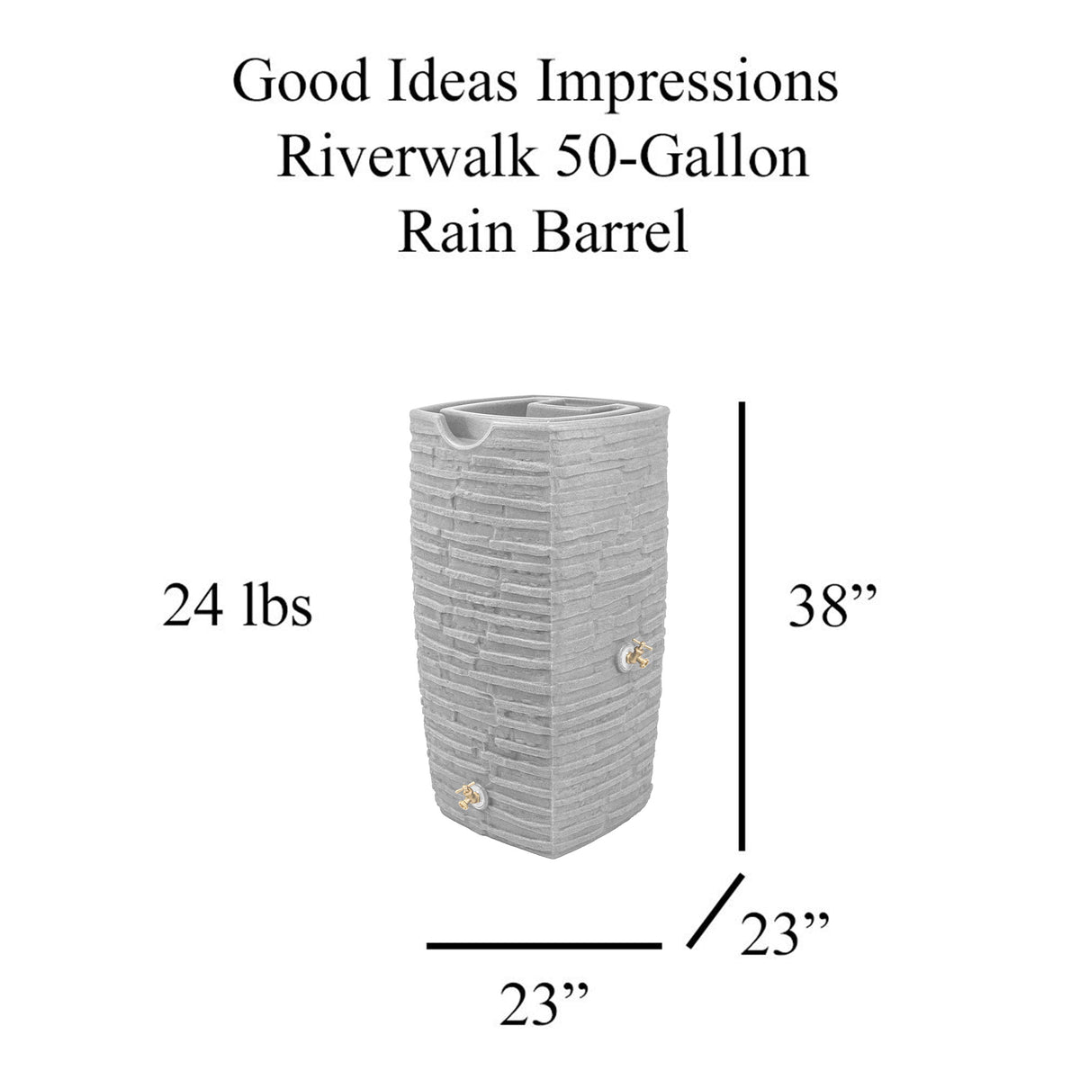 Good Ideas Impressions 50 Gal Rain Saver w/Spigots, Light Granite (Open Box) - VMInnovations