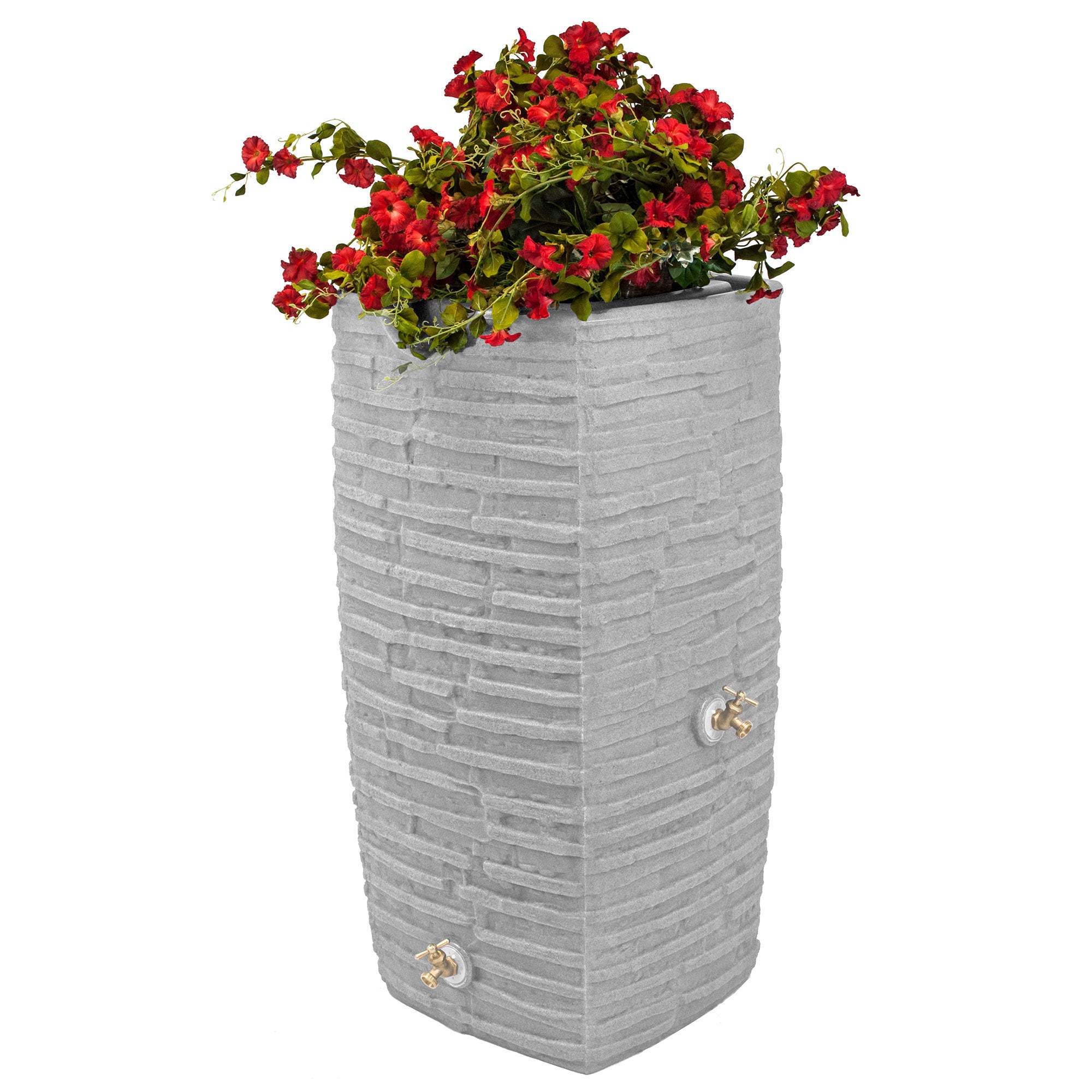 Good Ideas Impressions Riverwalk 50 Gallon Rain Barrel, Light Granite & 50' Hose