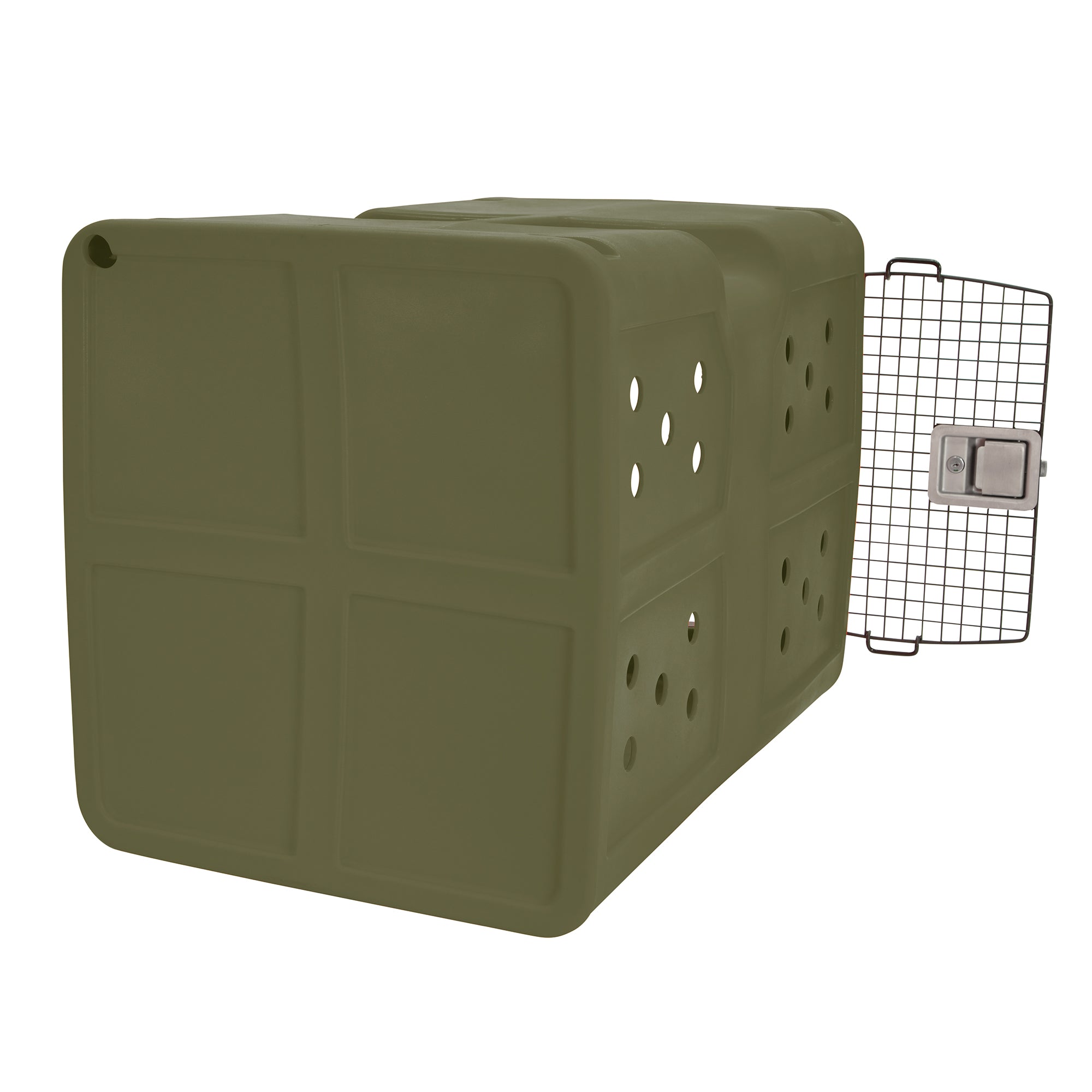Dakota Large Easy to Clean Kennel w/ Handle & Latching Door, Olive (Open Box) - VMInnovations