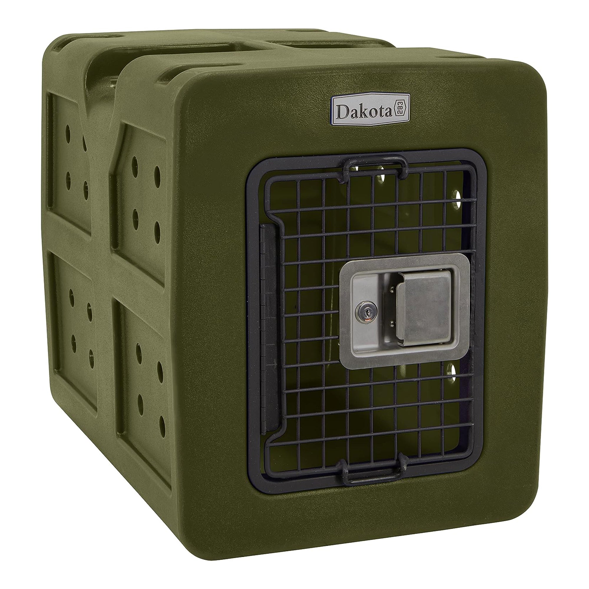 Dakota G3 Small Easy To Clean Dog Kennel w/ Handle & Latching Door, Olive (Used) - VMInnovations