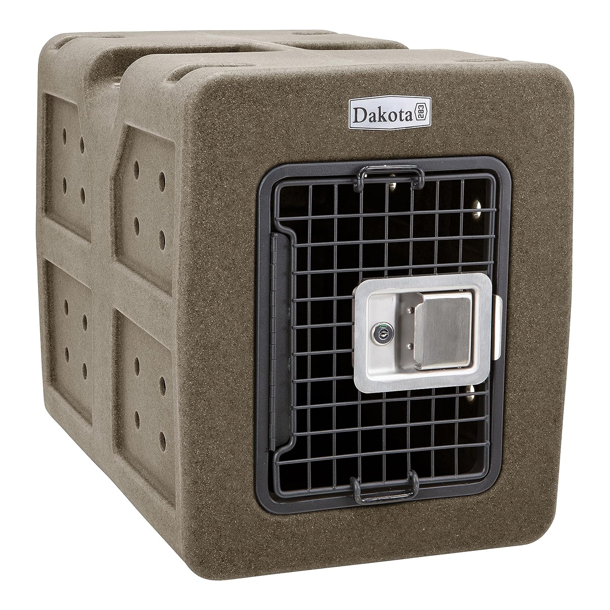 Dakota Easy To Clean Kennel w/ Handle & Latching Door, Coyote Granite (Open Box) - VMInnovations