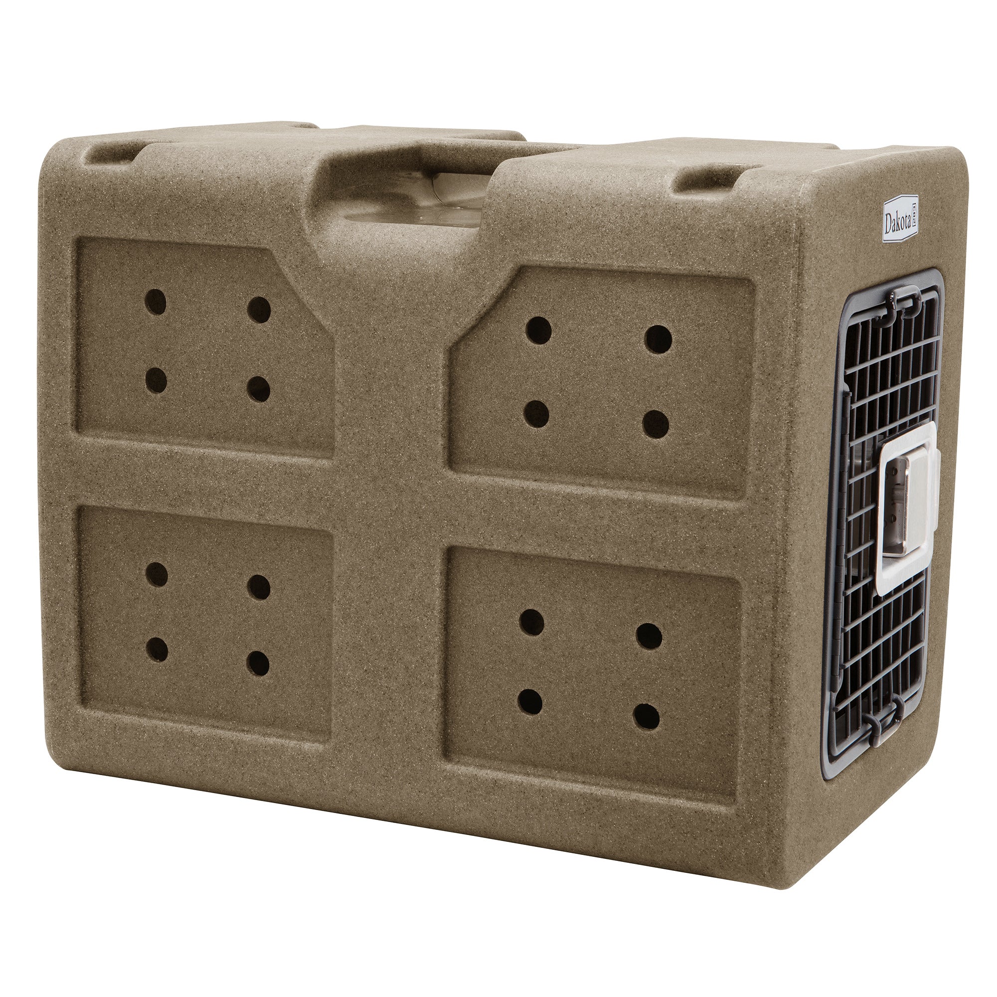 Dakota Easy To Clean Kennel w/ Handle & Latching Door, Coyote Granite (Open Box) - VMInnovations