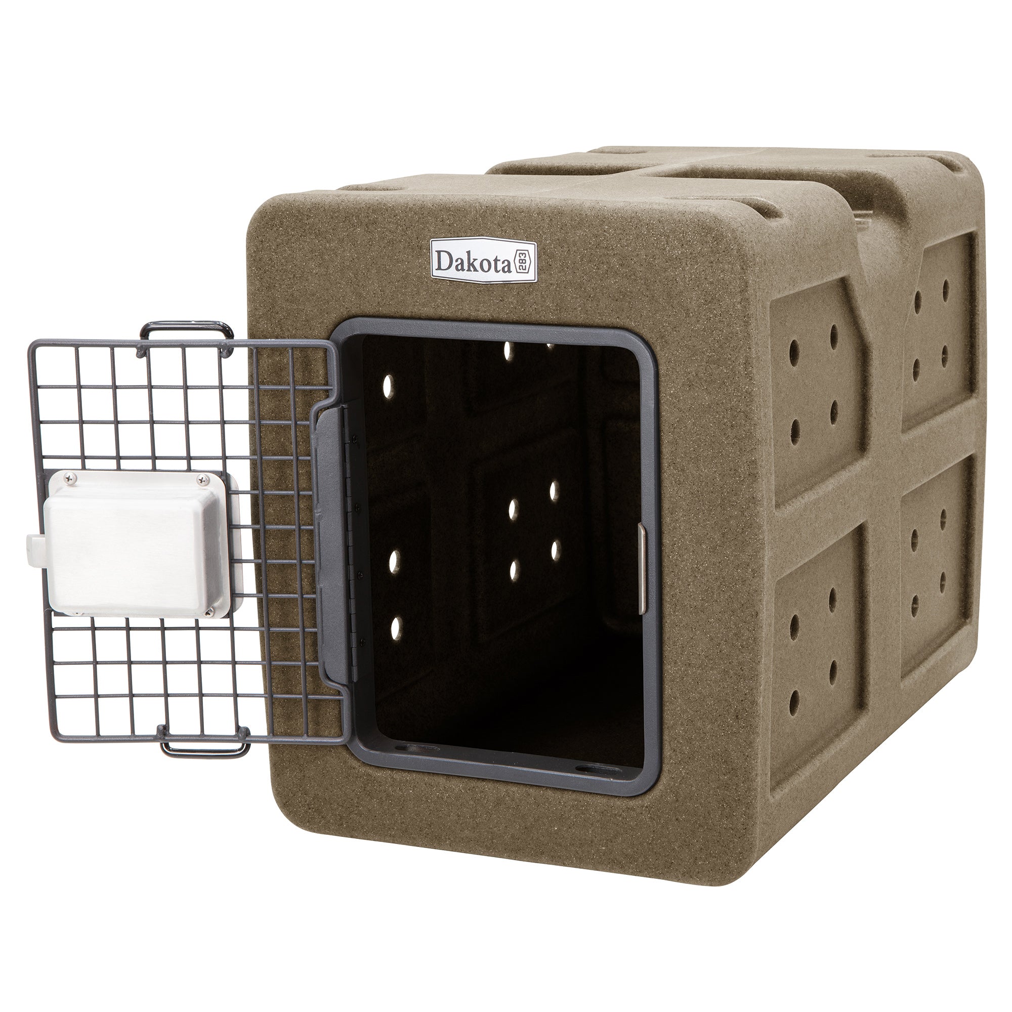 Dakota Easy To Clean Kennel w/ Handle & Latching Door, Coyote Granite (Open Box) - VMInnovations