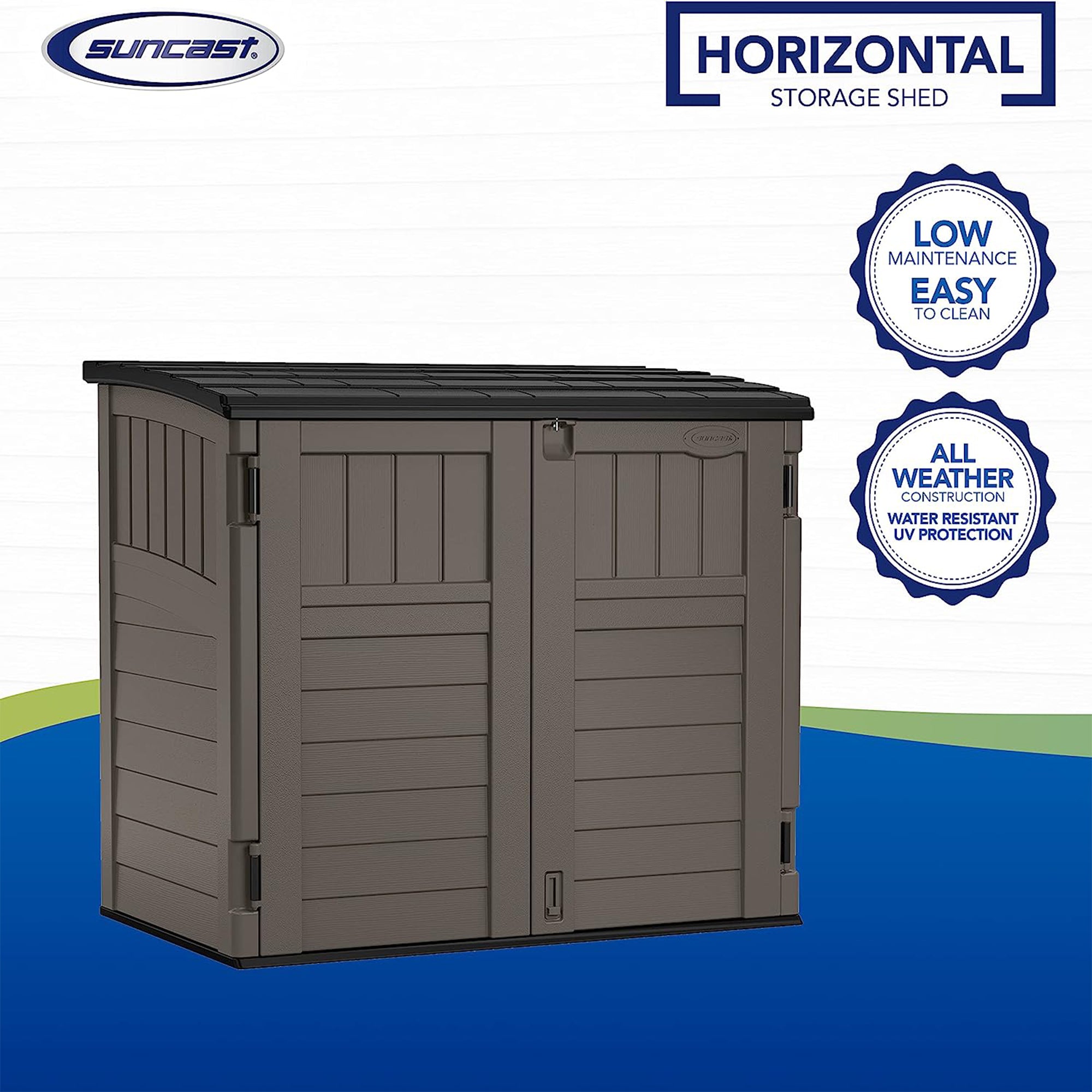 Suncast Horizontal 4 Foot x 2.5 Foot Outdoor/Garden Storage Shed, Stoney Grey - VMInnovations