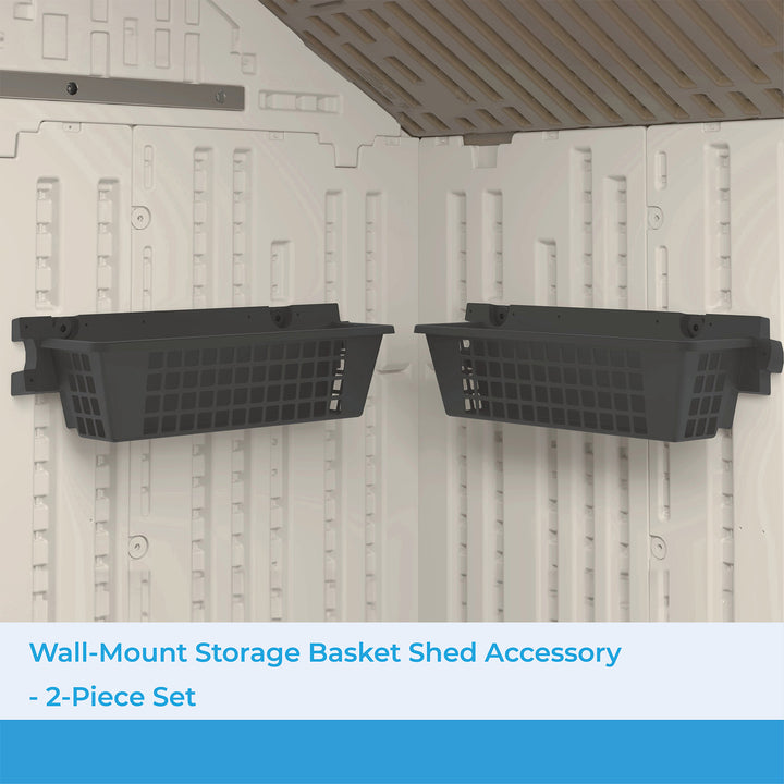 Suncast 25 x 7.25 Inch Basket Accessory for Outdoor Shed, Black ( 2-Pack) - VMInnovations