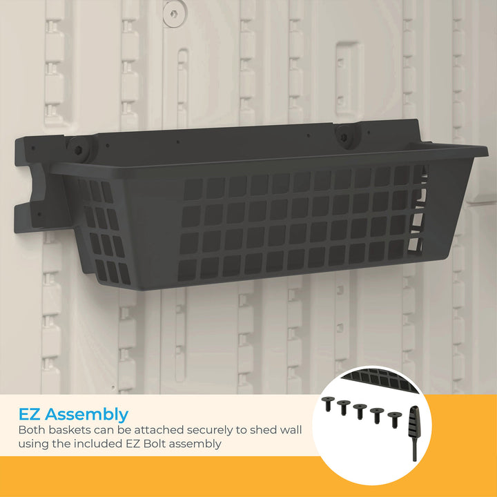 Suncast 25 x 7.25 Inch Basket Accessory for Outdoor Shed, Black ( 2-Pack) - VMInnovations