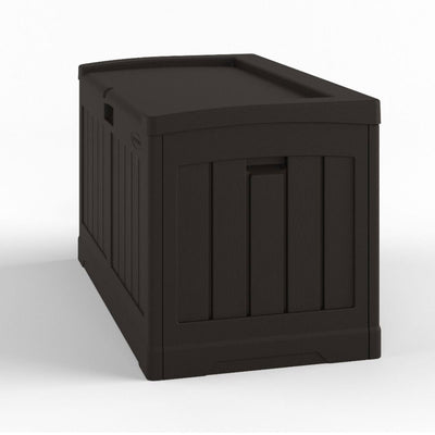 Suncast 50 Gallon Medium Capacity Resin Outdoor Storage Deck Box with Seat, Java