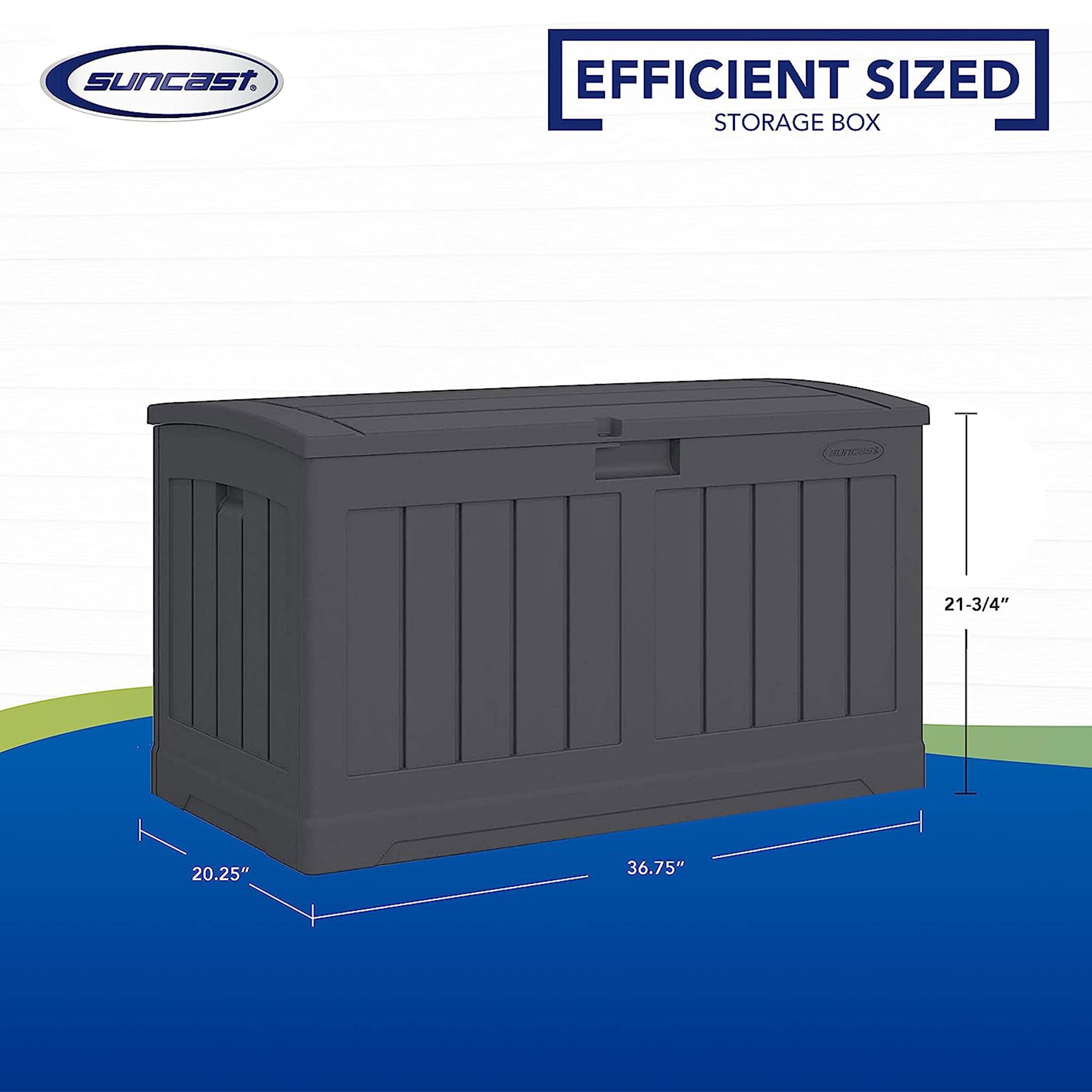 Suncast 50 Gallon Medium Resin Outdoor Storage Deck Box with Lid, Peppercorn - VMInnovations