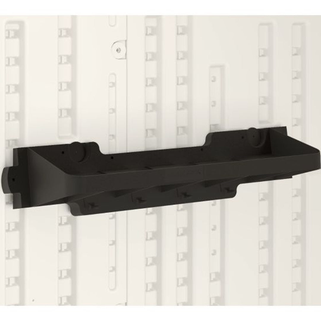 Suncast 25 x 8 Inch Shelf Accessory with Hooks for Outdoor Shed, Black (2-Pack) - VMInnovations