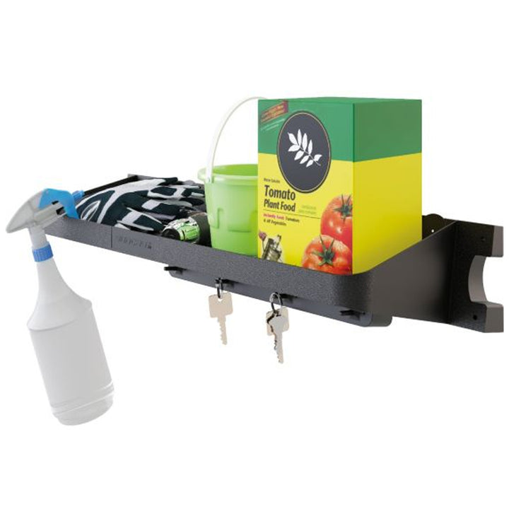 Suncast 25 x 8 Inch Shelf Accessory with Hooks for Outdoor Shed, Black (2-Pack) - VMInnovations