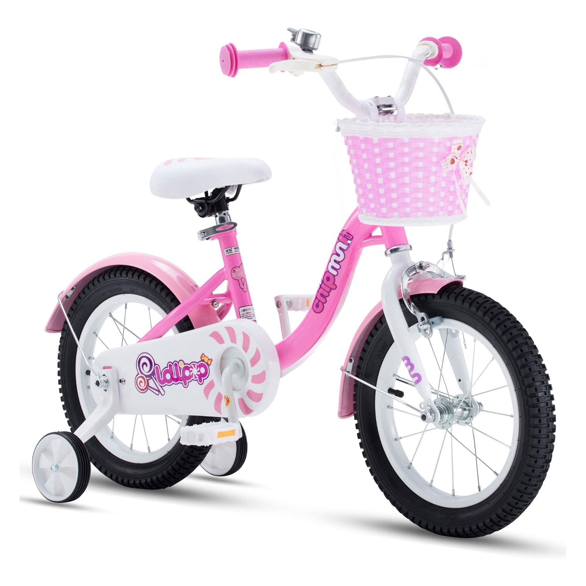 RoyalBaby Chipmunk 16" Kids Bicycle w/ Basket, Training Wheels & Kickstand, Pink - VMInnovations