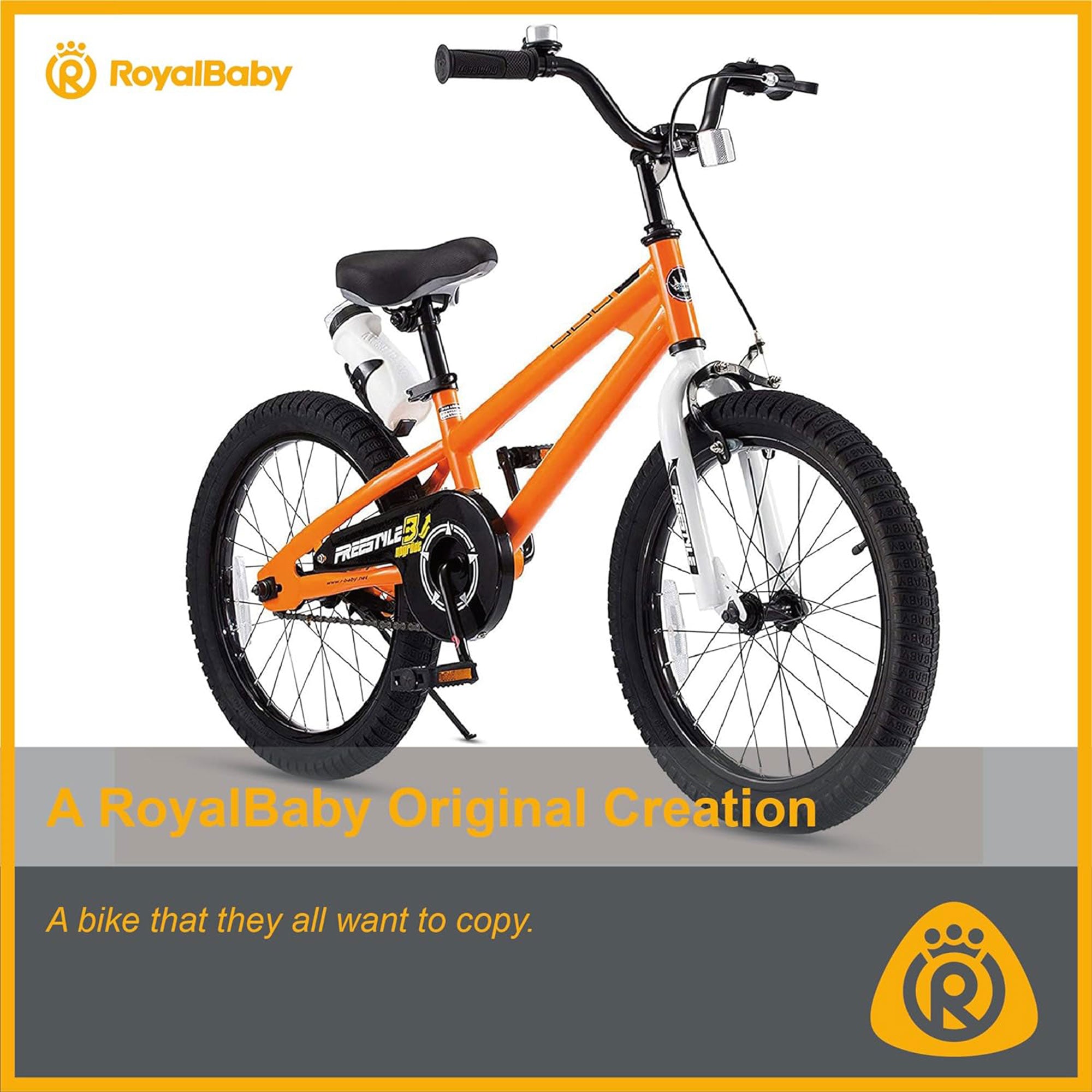 RoyalBaby 18 In Kids Bike with Kickstand for Ages 5 to 9, Orange (Open Box) - VMInnovations