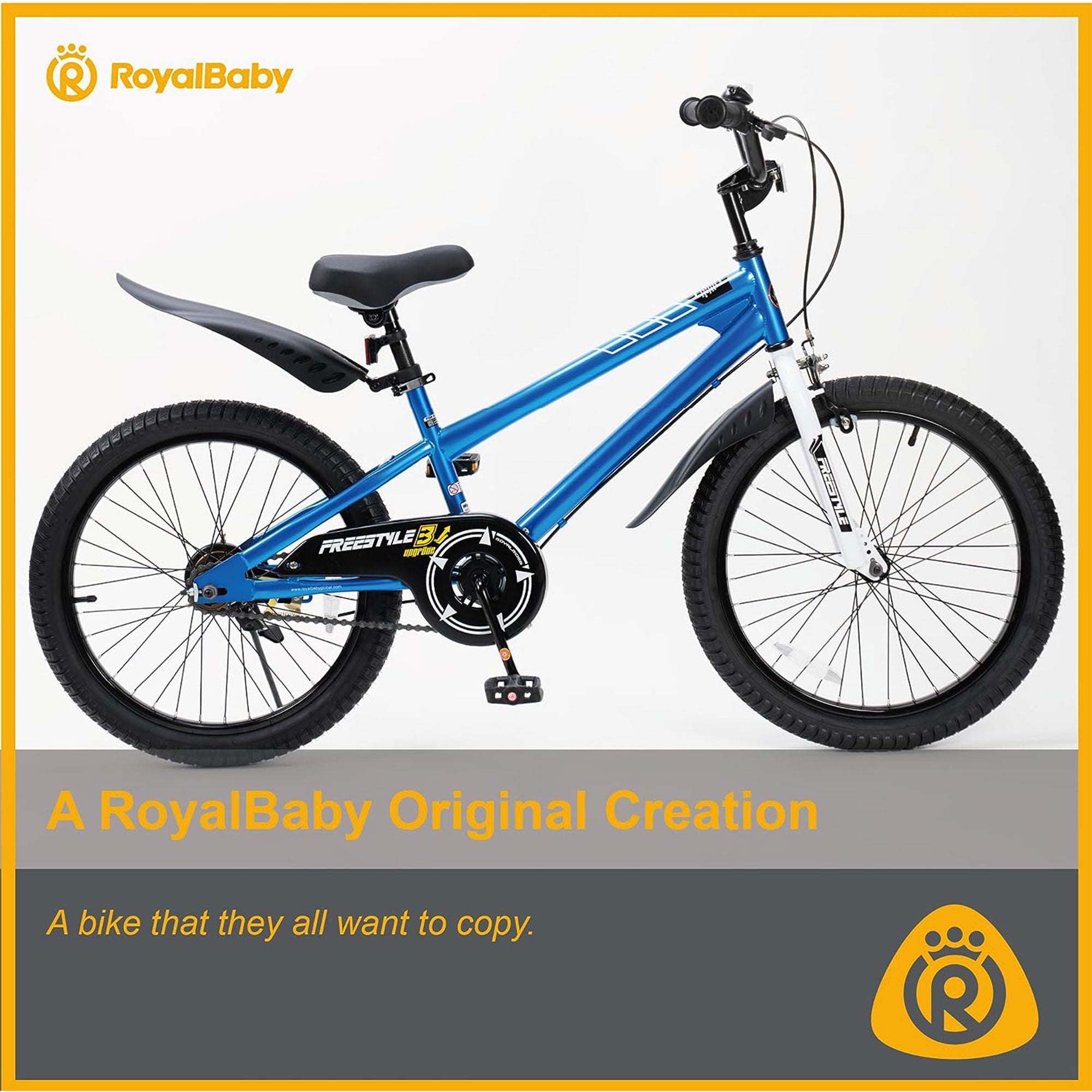 RoyalBaby Freestyle 20" Bicycle with Kickstand & Water Bottle, Blue (Open Box)