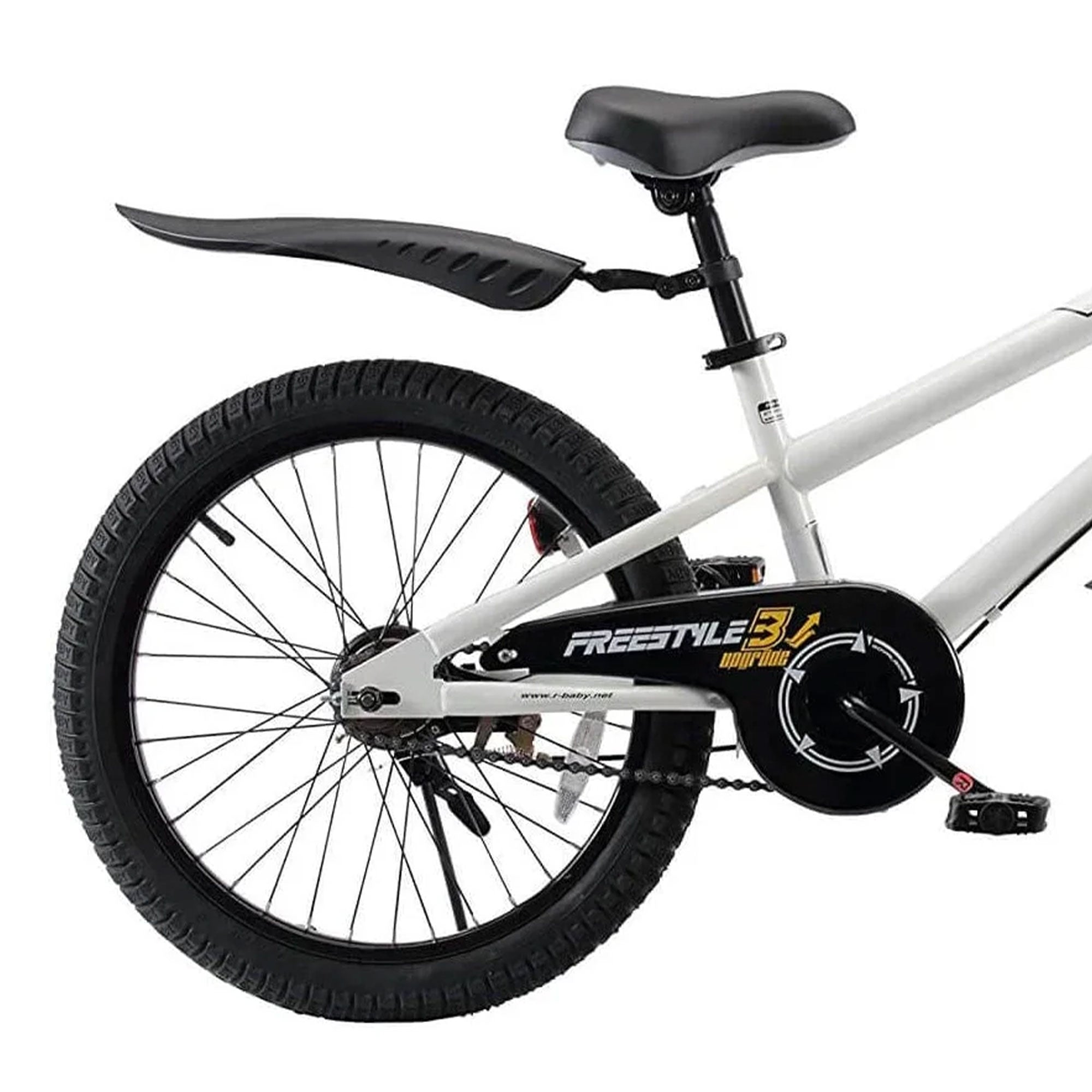 RoyalBaby Freestyle 20 Inch Kids Bicycle with Kickstand and Water Bottle, White - VMInnovations