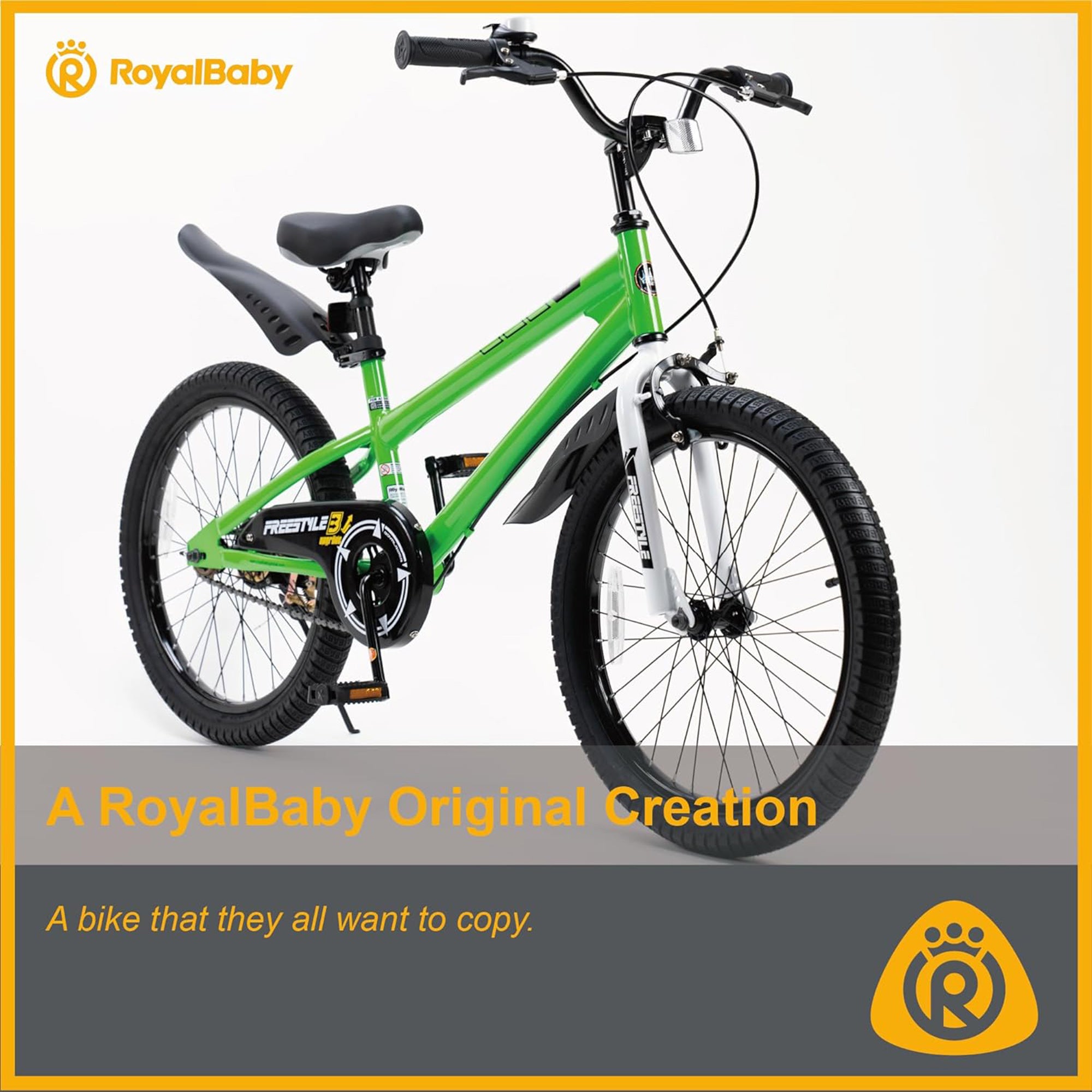RoyalBaby Freestyle Kids 20" Bike w/Kickstand, Bell & Reflectors,Green(Open Box)