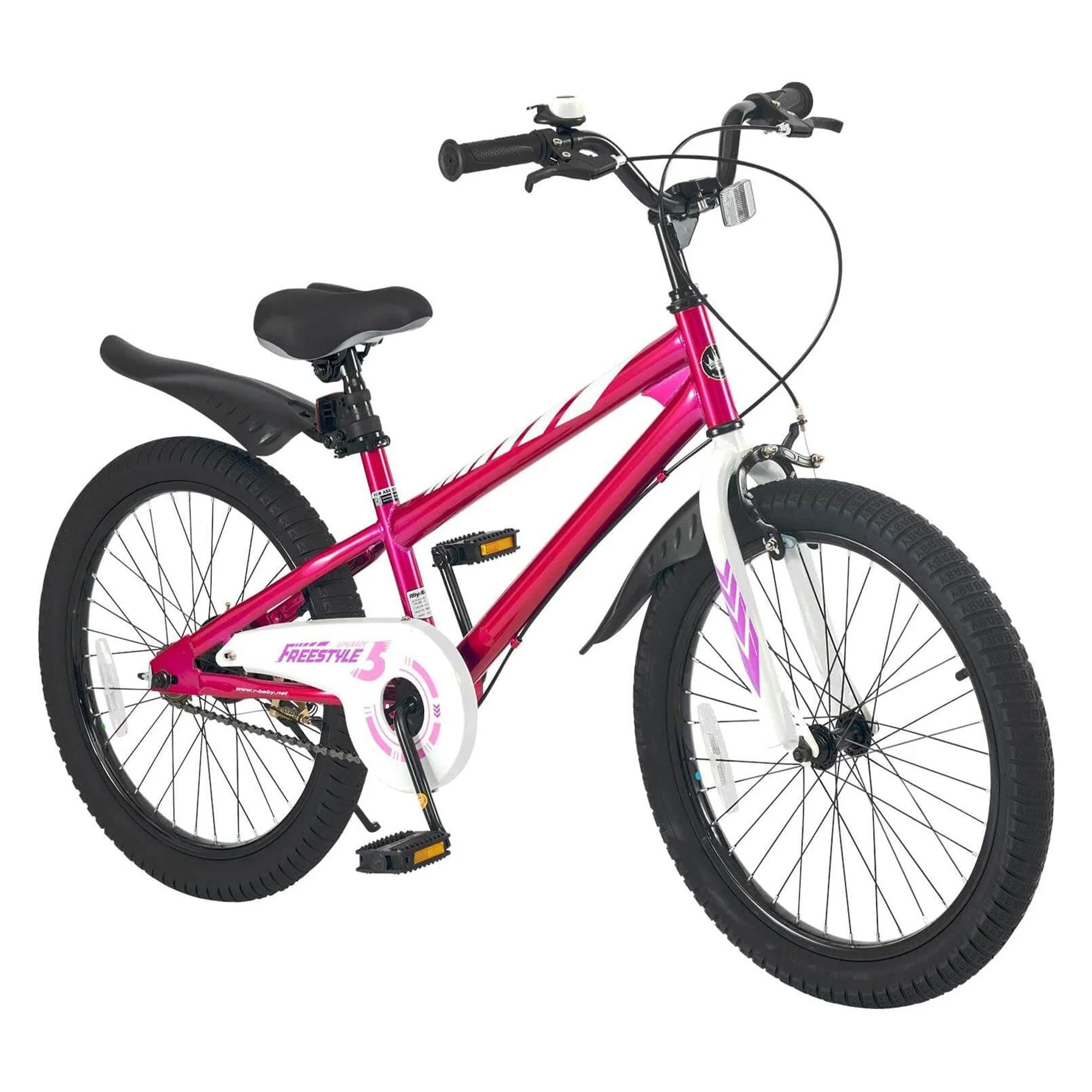 RoyalBaby Freestyle 20" Kids Bicycle with Kickstand and Water Bottle, Fuchsia - VMInnovations