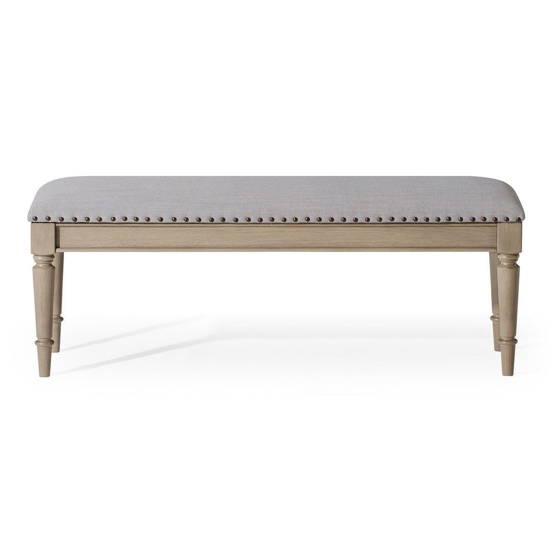Maven Lane Elizabeth Traditional Upholstered Wooden Bench, Antiqued Grey Finish - VMInnovations