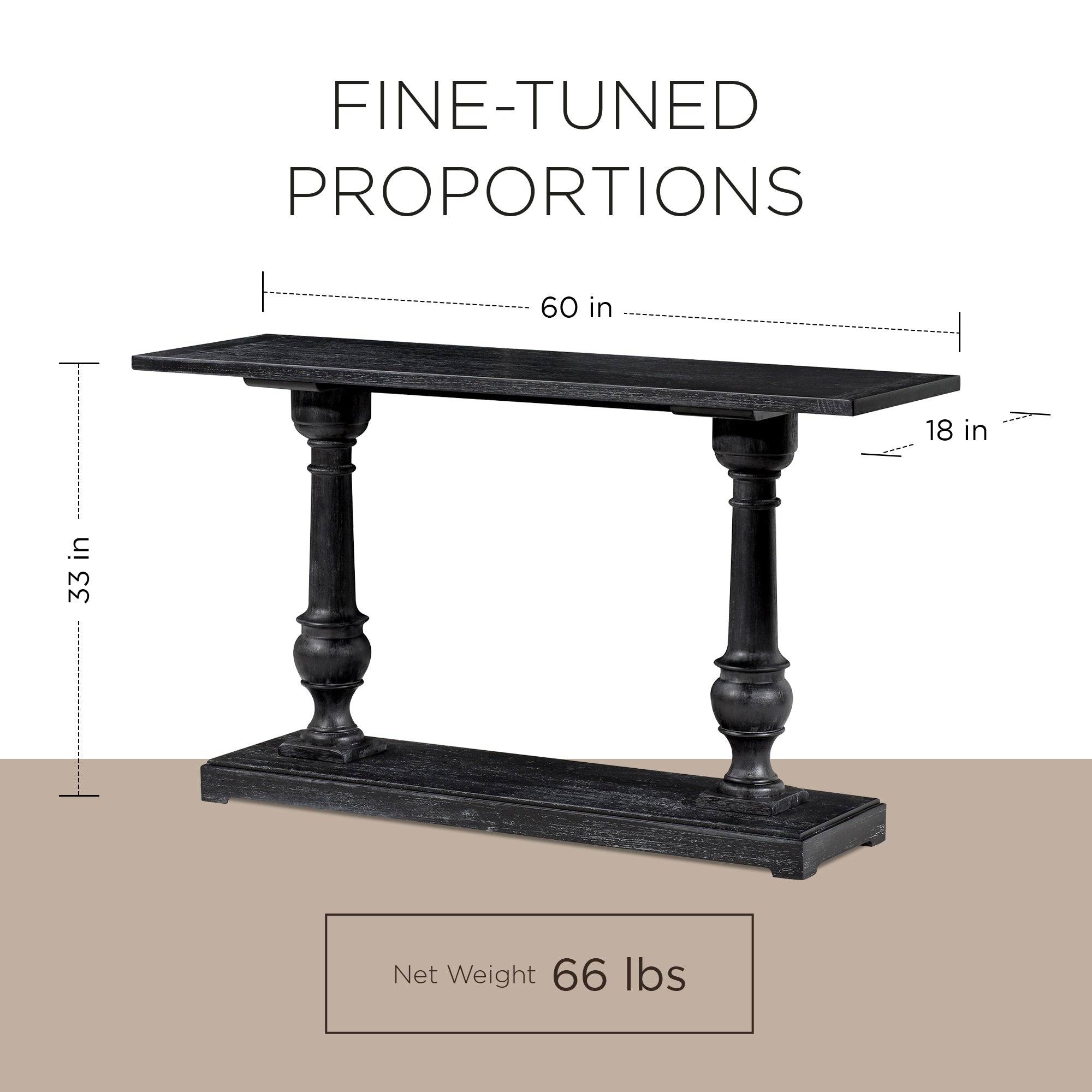 Maven Lane Traditional Wooden Console Table in Antiqued Black Finish (Open Box) - VMInnovations