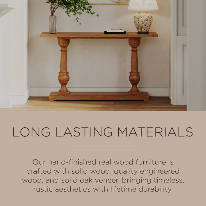 Maven Lane Arthur Traditional Wooden Console Table in Antiqued Natural Finish - VMInnovations