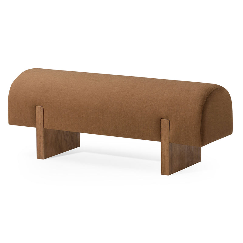 Maven Lane Juno Modern Upholstered Wooden Bench in Refined Brown Finish