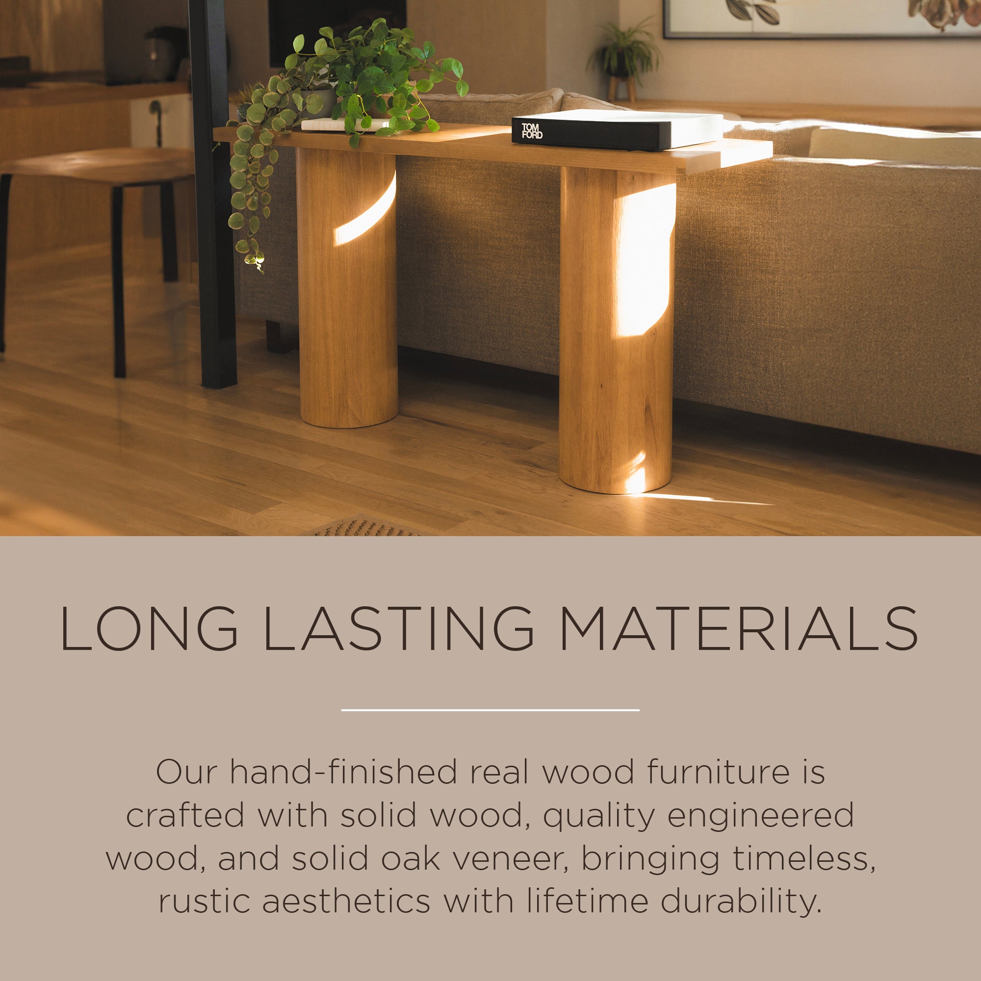 Maven Lane Lana Contemporary Wooden Console Table in Natural Finish (Open Box) - VMInnovations