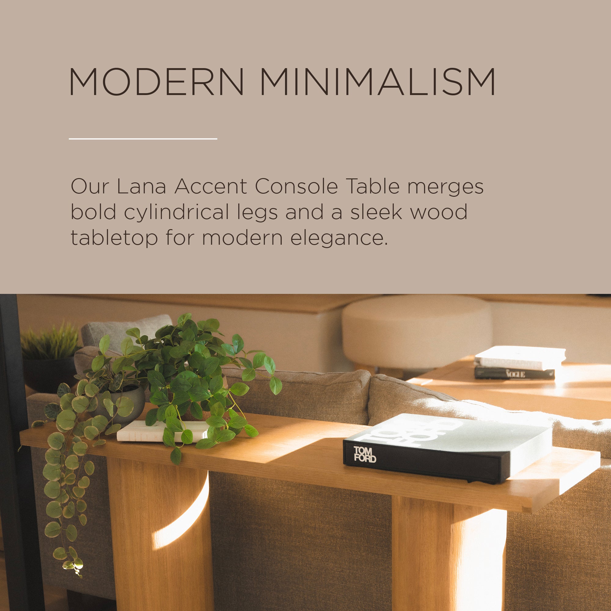 Maven Lane Lana Contemporary Wooden Console Table in Natural Finish (Open Box) - VMInnovations