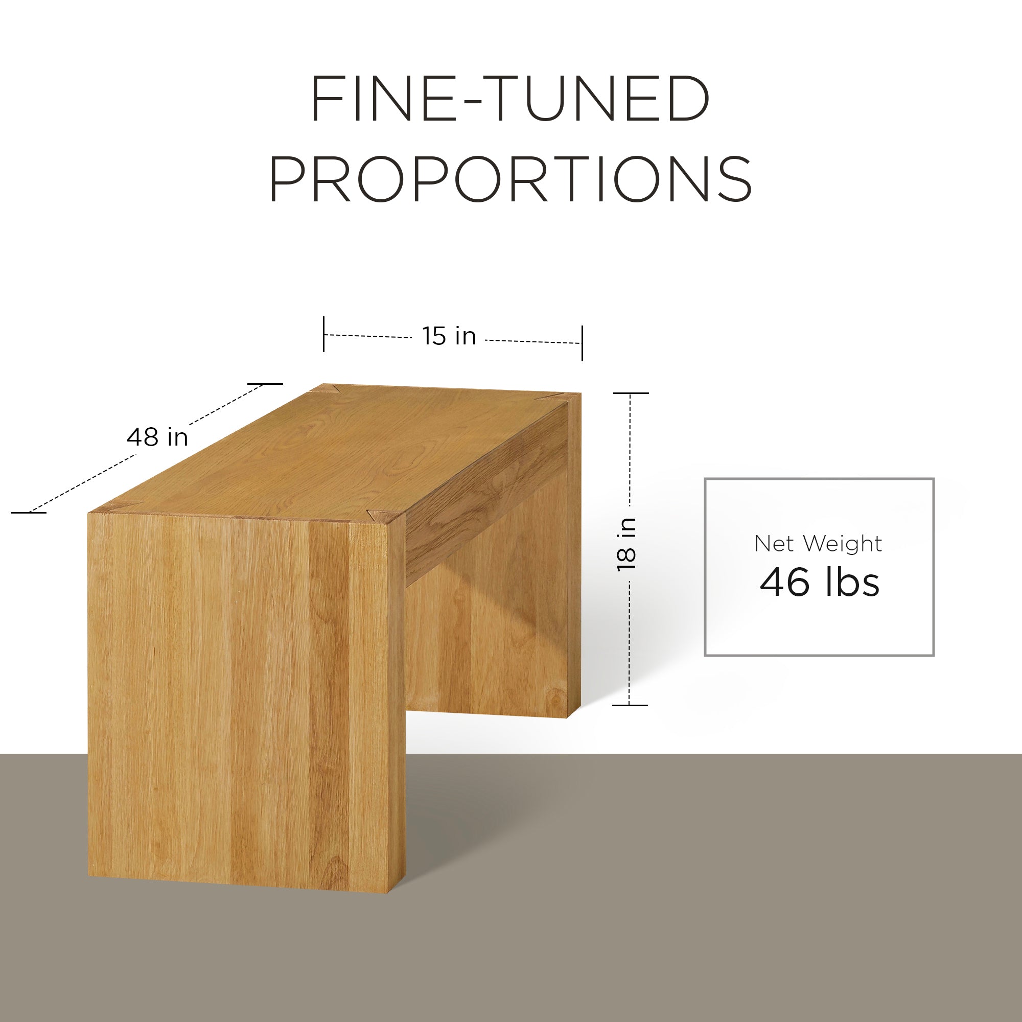 Maven Lane Zeno Contemporary Wooden Bench in Weathered Natural Finish (Used)