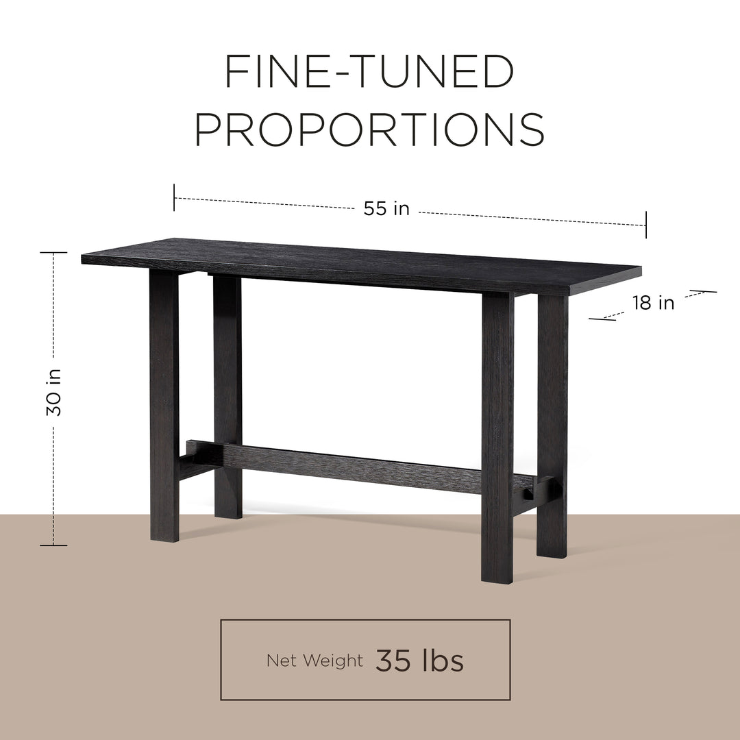 Maven Lane Hera Modern Wooden Console Table in Weathered Black Finish - VMInnovations
