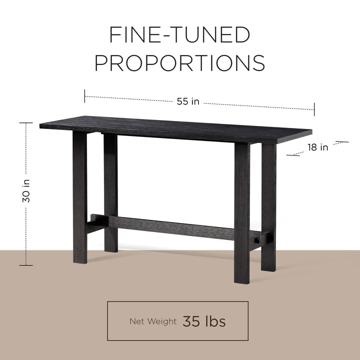 Maven Lane Hera Modern Wooden Console Table in Weathered Black Finish - VMInnovations