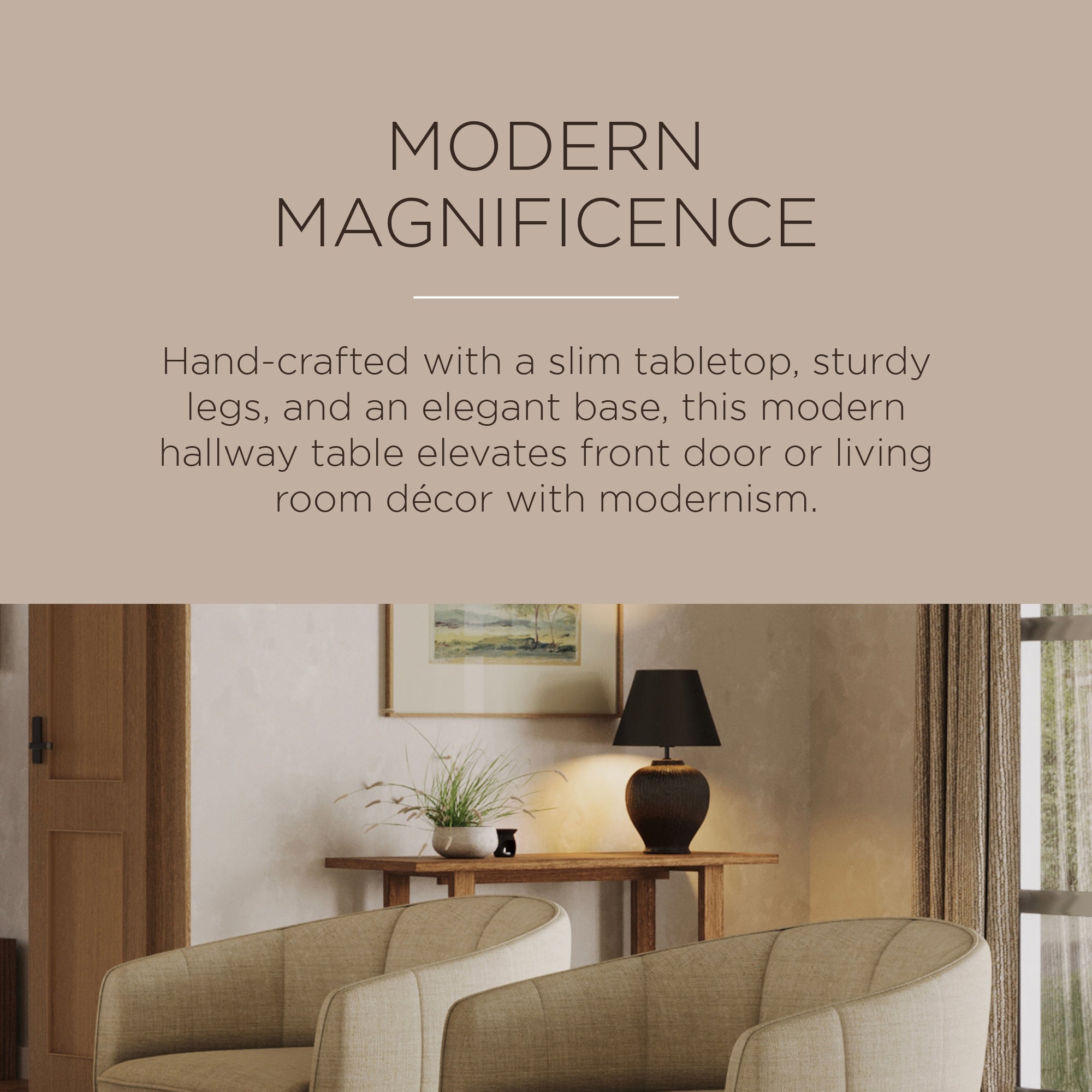 Maven Lane Hera Modern Wooden Console Table in Weathered Brown Finish - VMInnovations