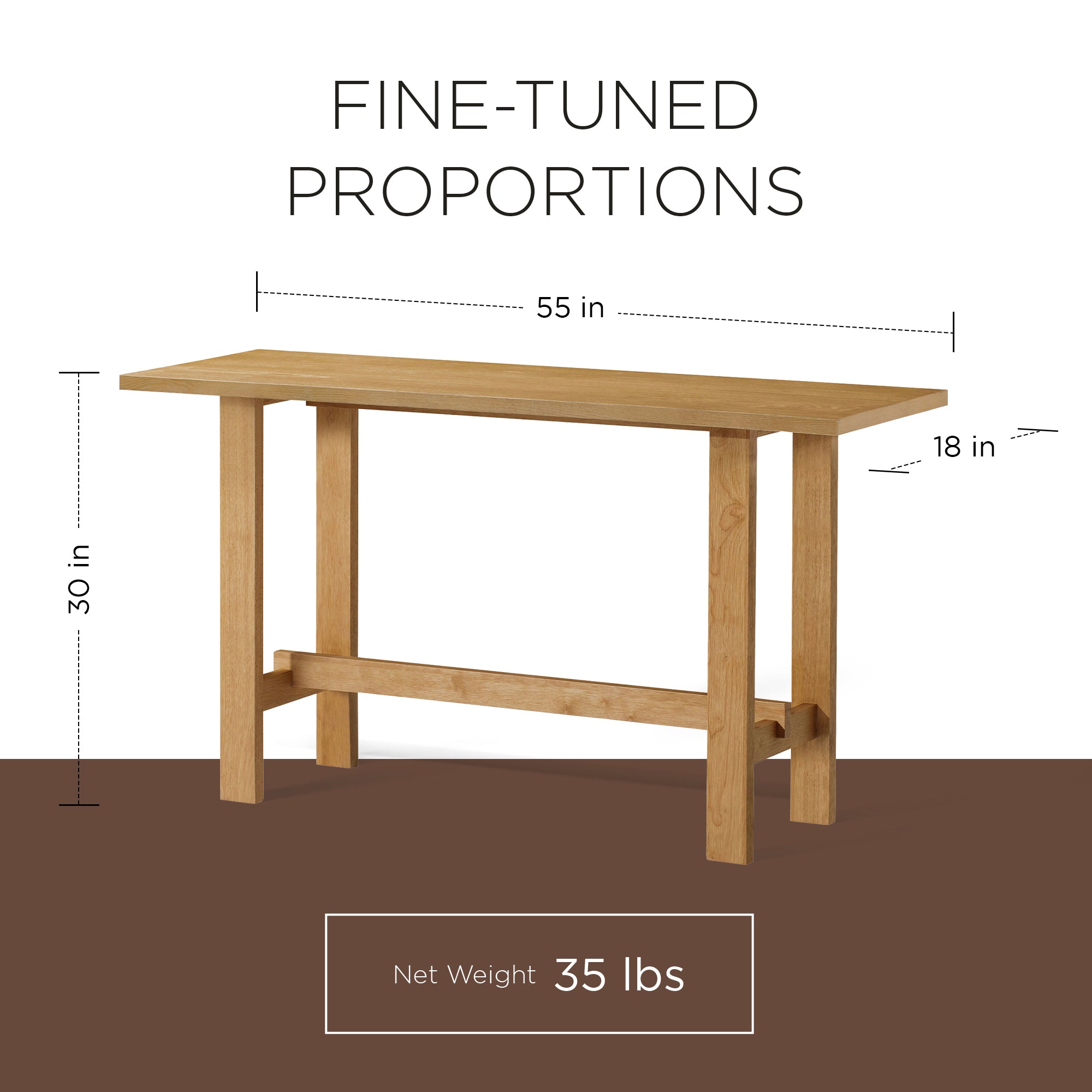 Maven Lane Hera Modern Wooden Console Table in Weathered Natural Finish (Used)