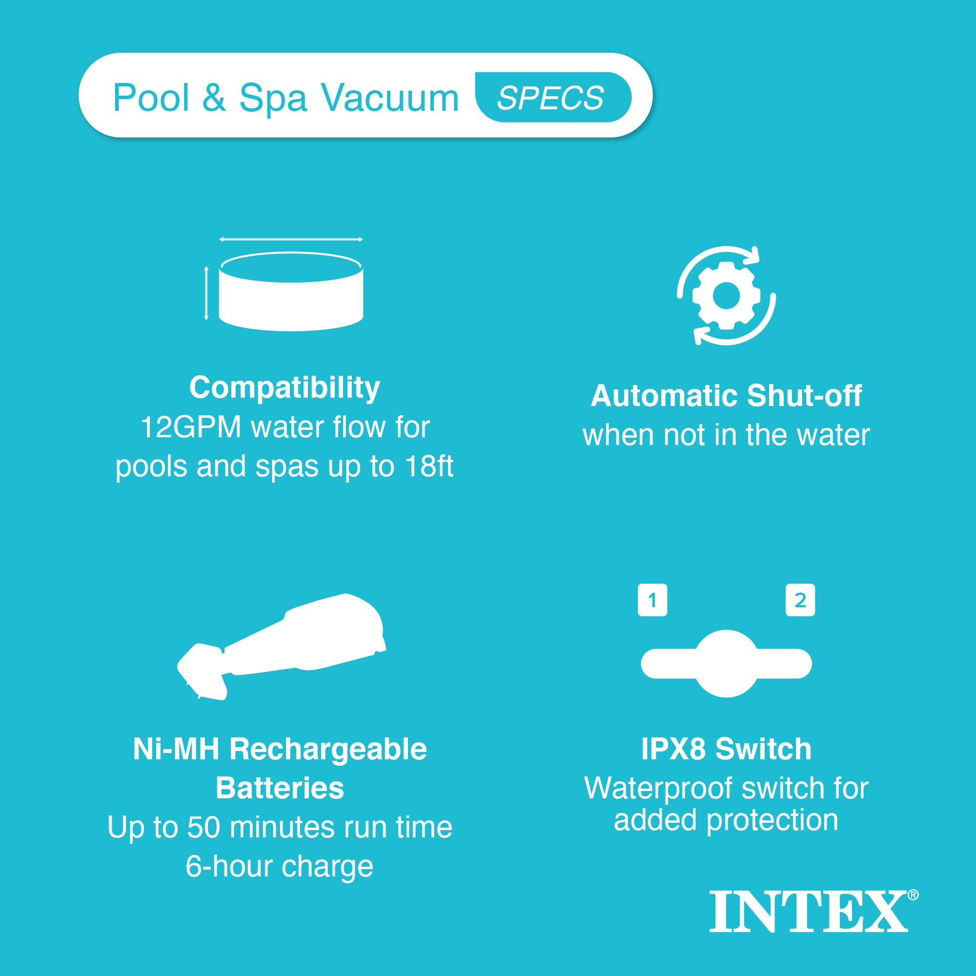 Intex Pool & Spa Vacuum ZR100 for PureSpas, Above Ground Pools & Inground Pools - VMInnovations