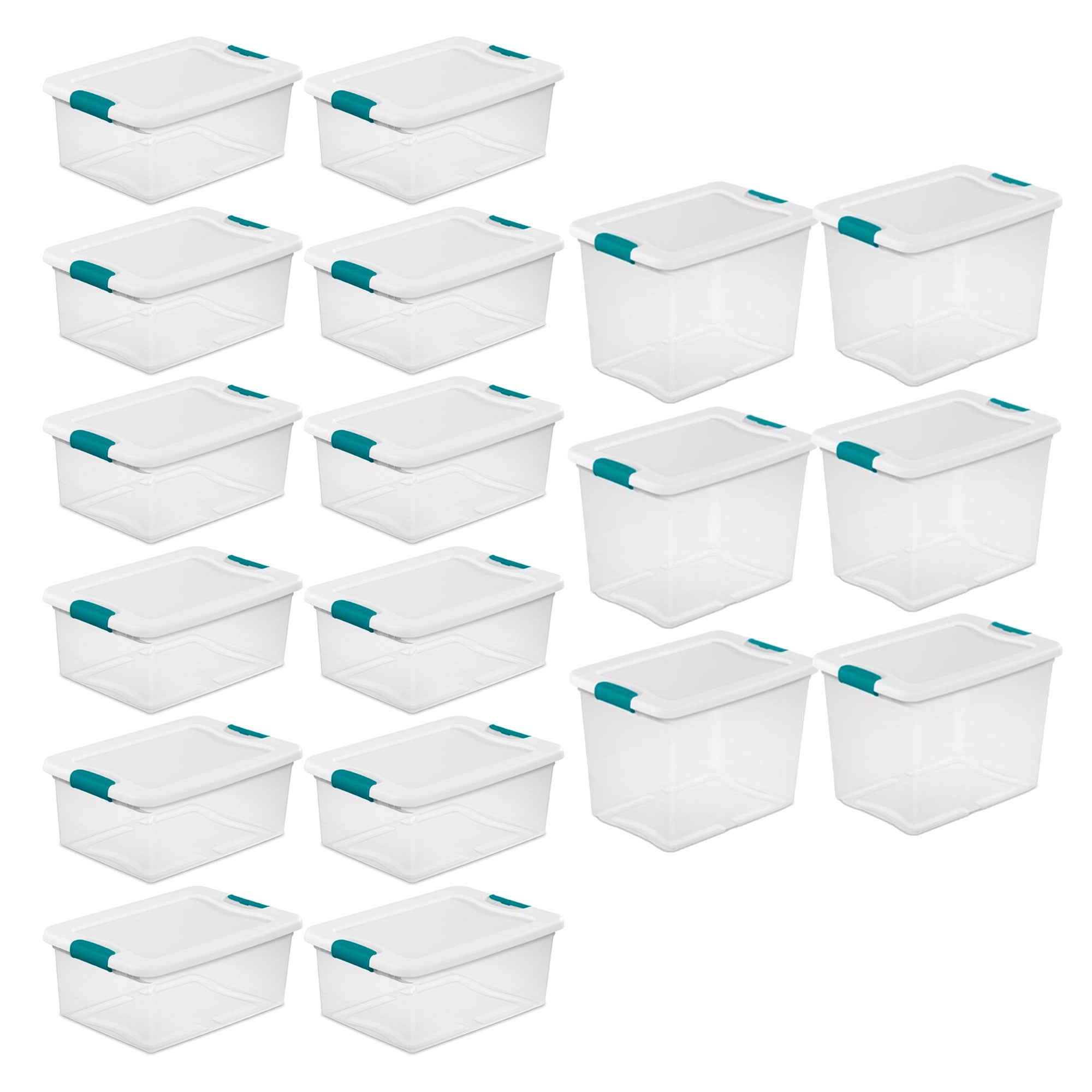 Sterilite 12 Pack 15-Qt & 6 Pack 25-Qt Stackable Clear Plastic Storage Bin w/Lid - VMInnovations